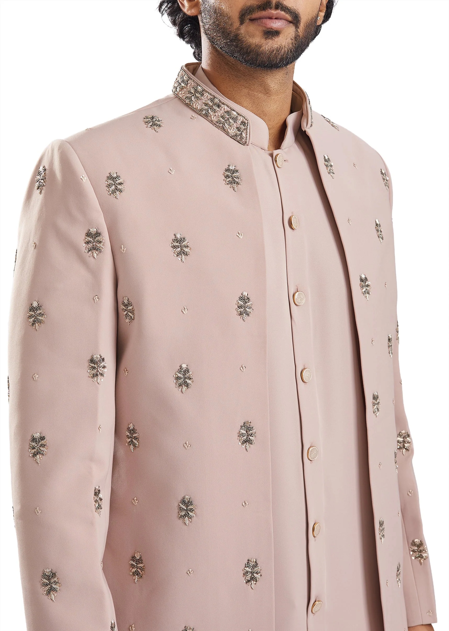 Peach Zardosi Indo Western Mens Set - Image 5