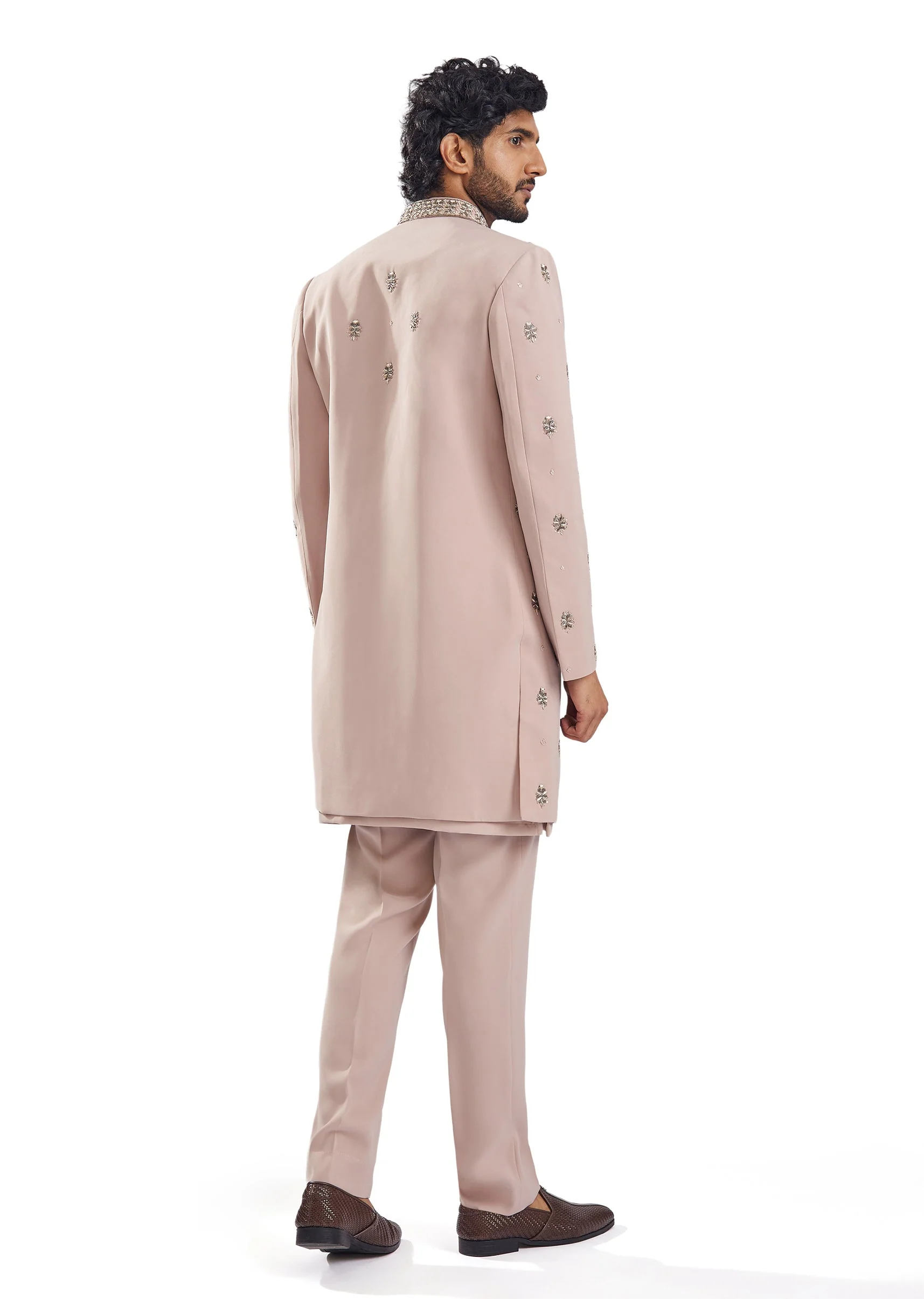 Peach Zardosi Indo Western Mens Set - Image 6