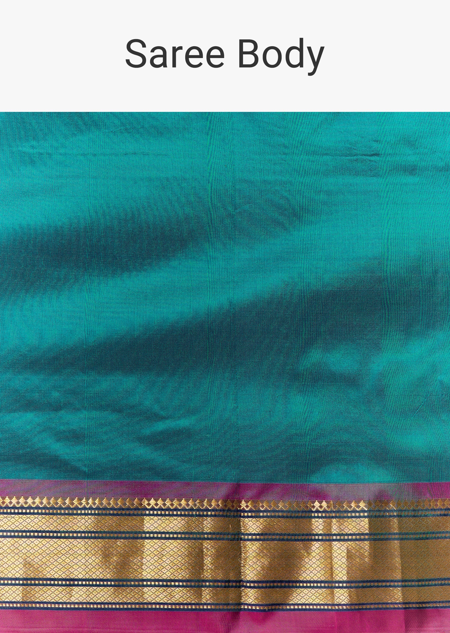 Peacock Blue Maharani Paithani Saree with Wine Pallu - Image 7