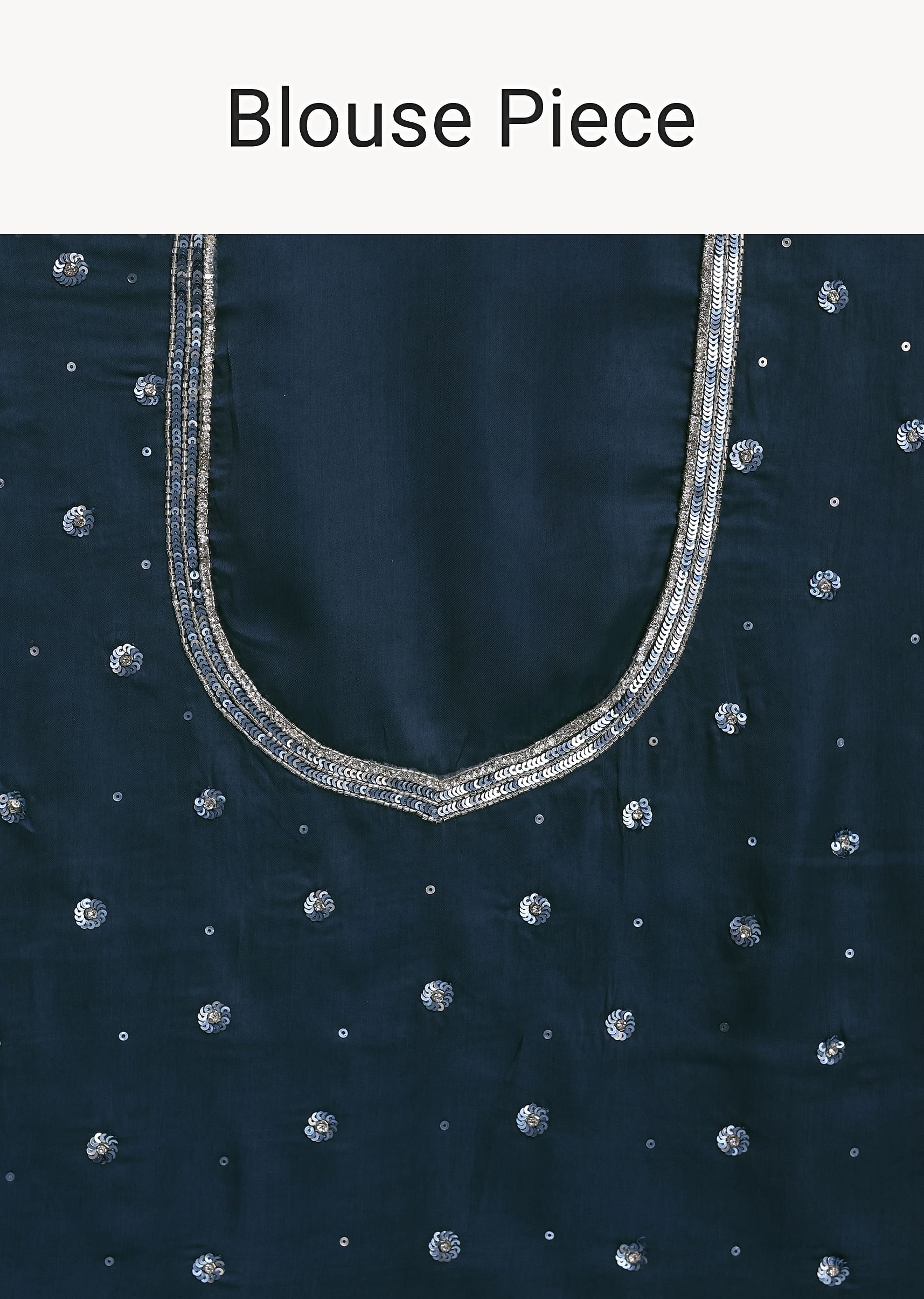 Peacock Blue Ombre Sequins Saree With Scalloped Embroidered Border - Image 10