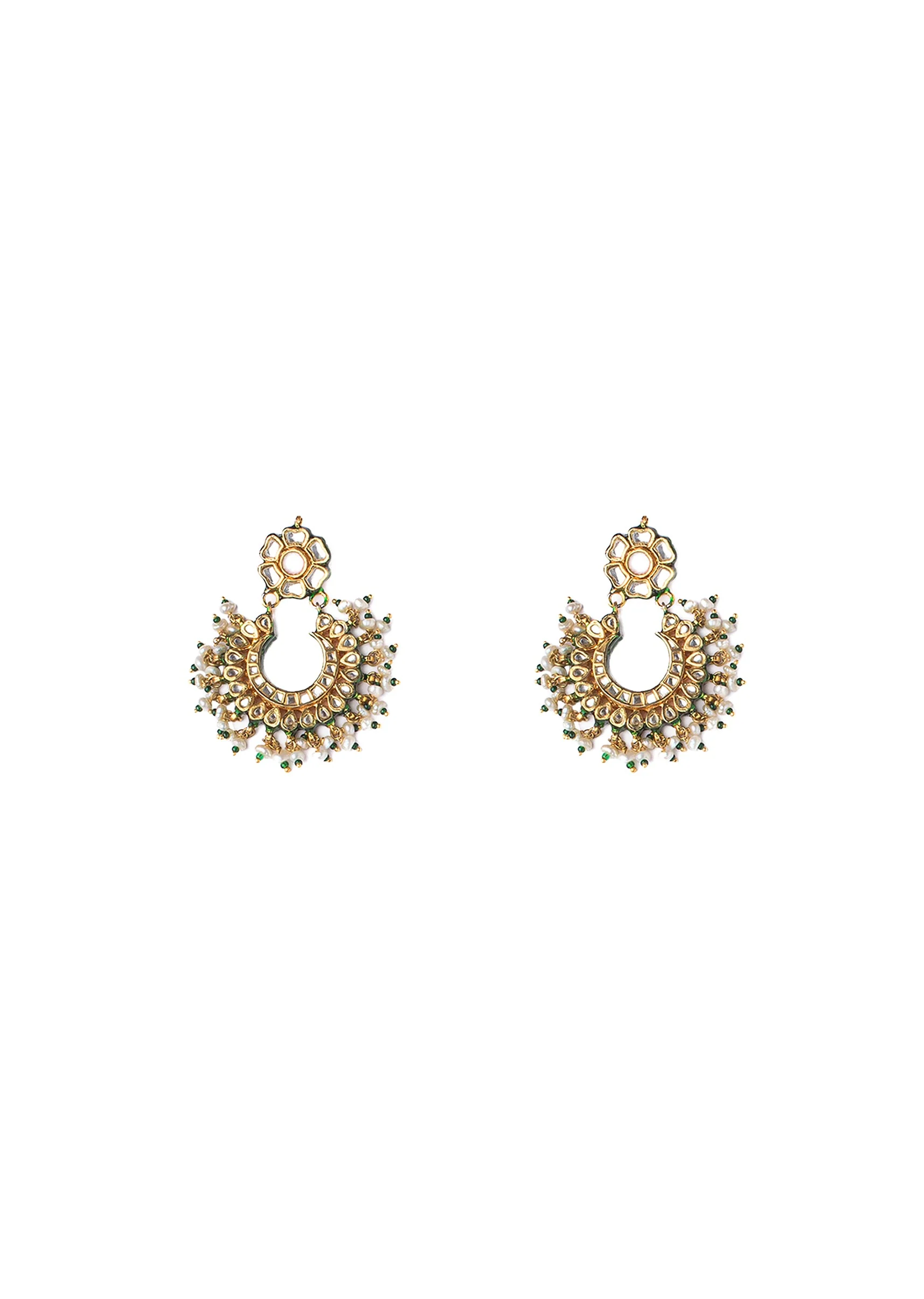 Pearl Layered Necklace Set With Gold Detailing And Matching Earrings - Image 3