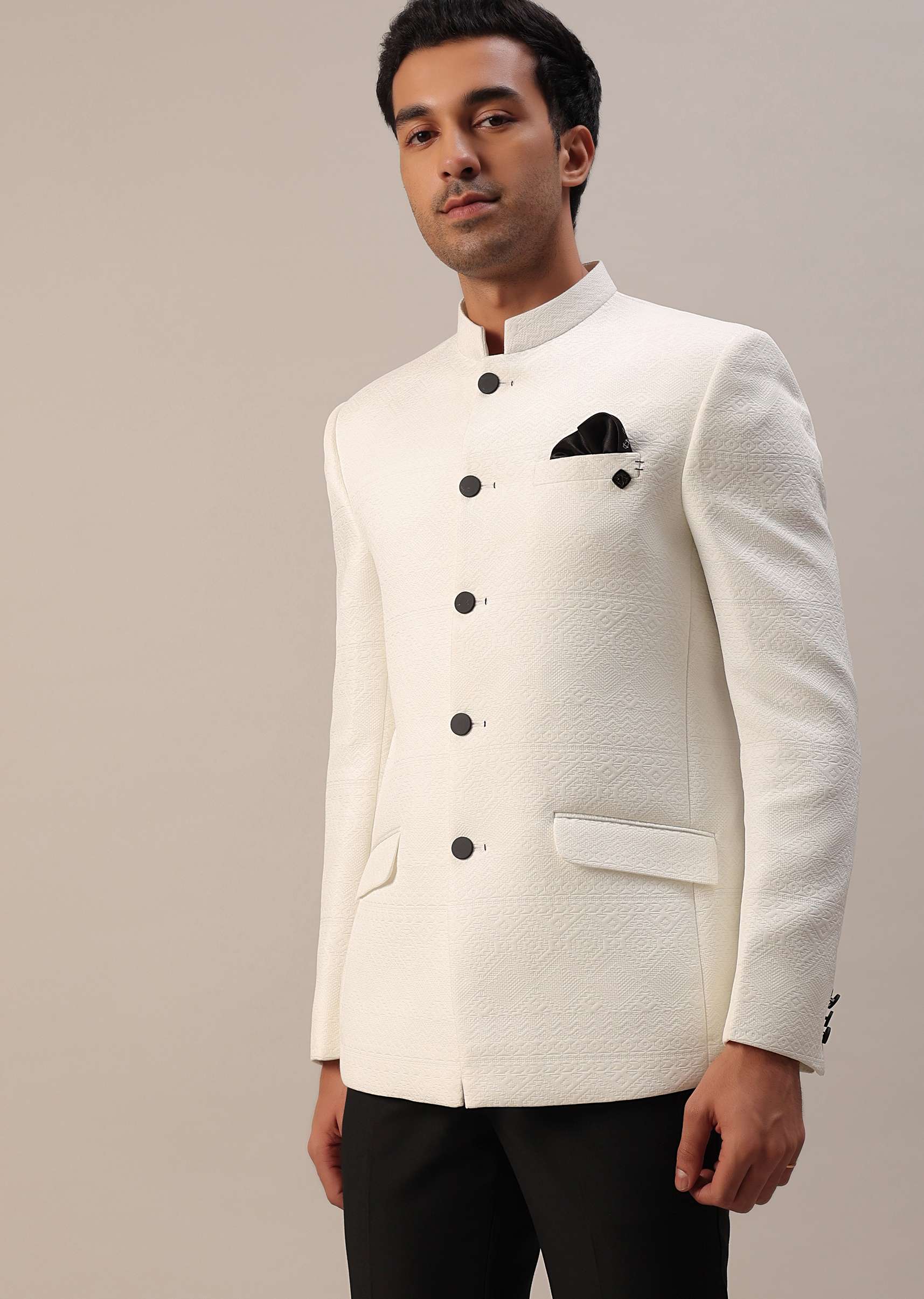 Pearl White Jodhpuri Set - Image 3