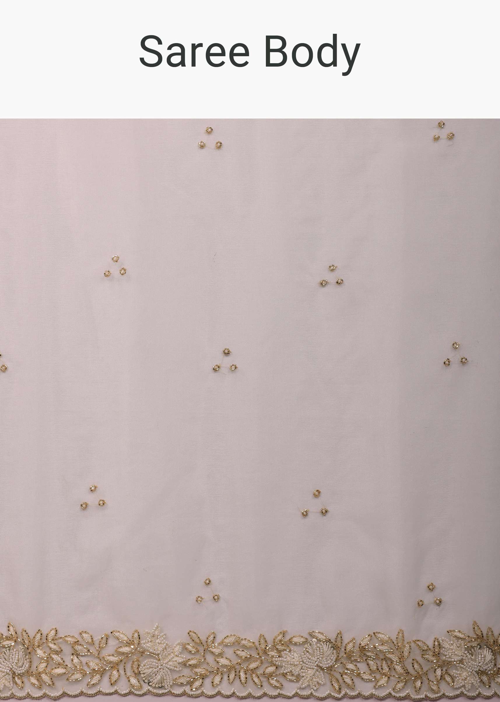 Pearl White Organza Saree With Cut Dana Embroidery - Image 7