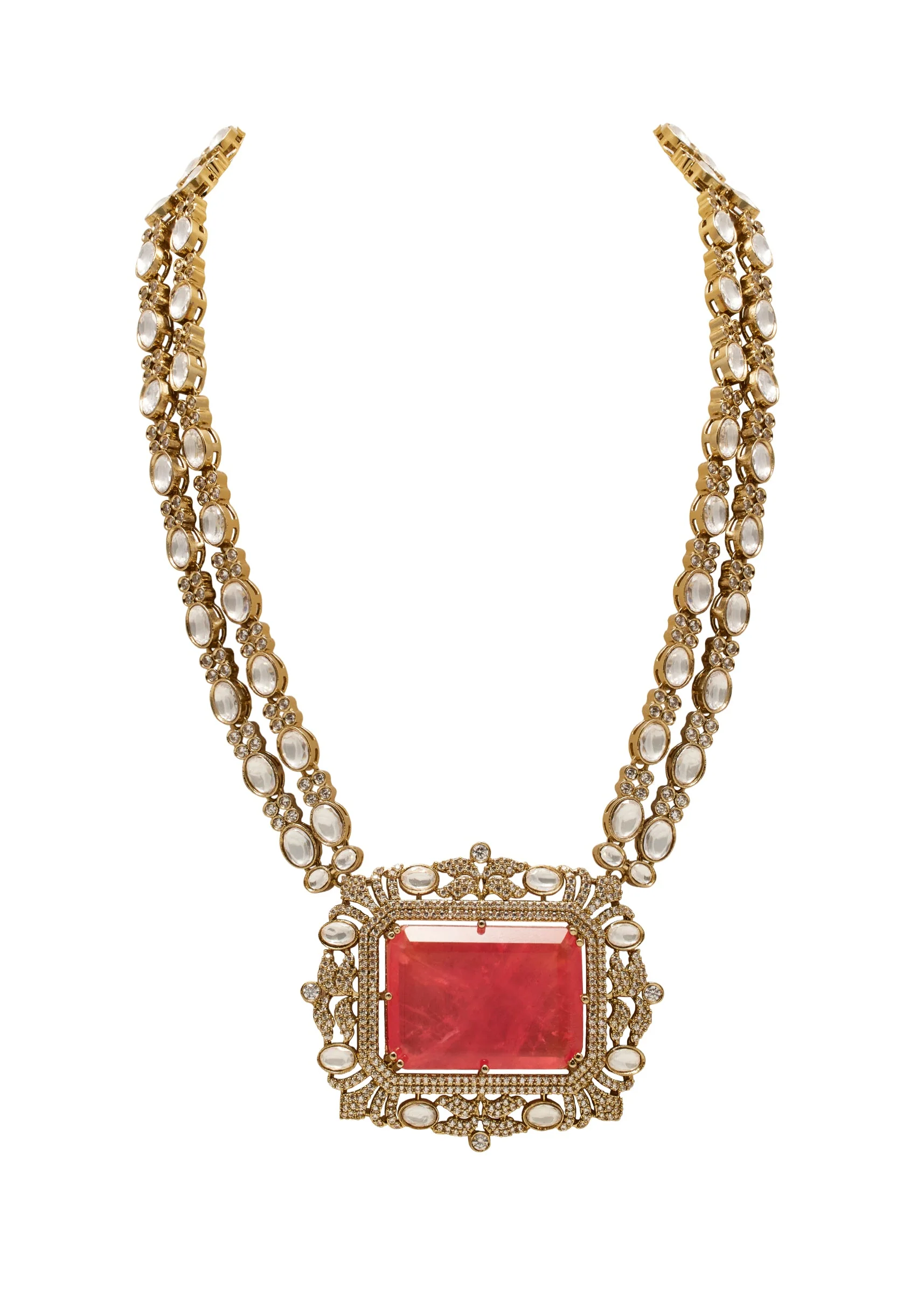 Pink Antique Long Necklace Set - Image 3