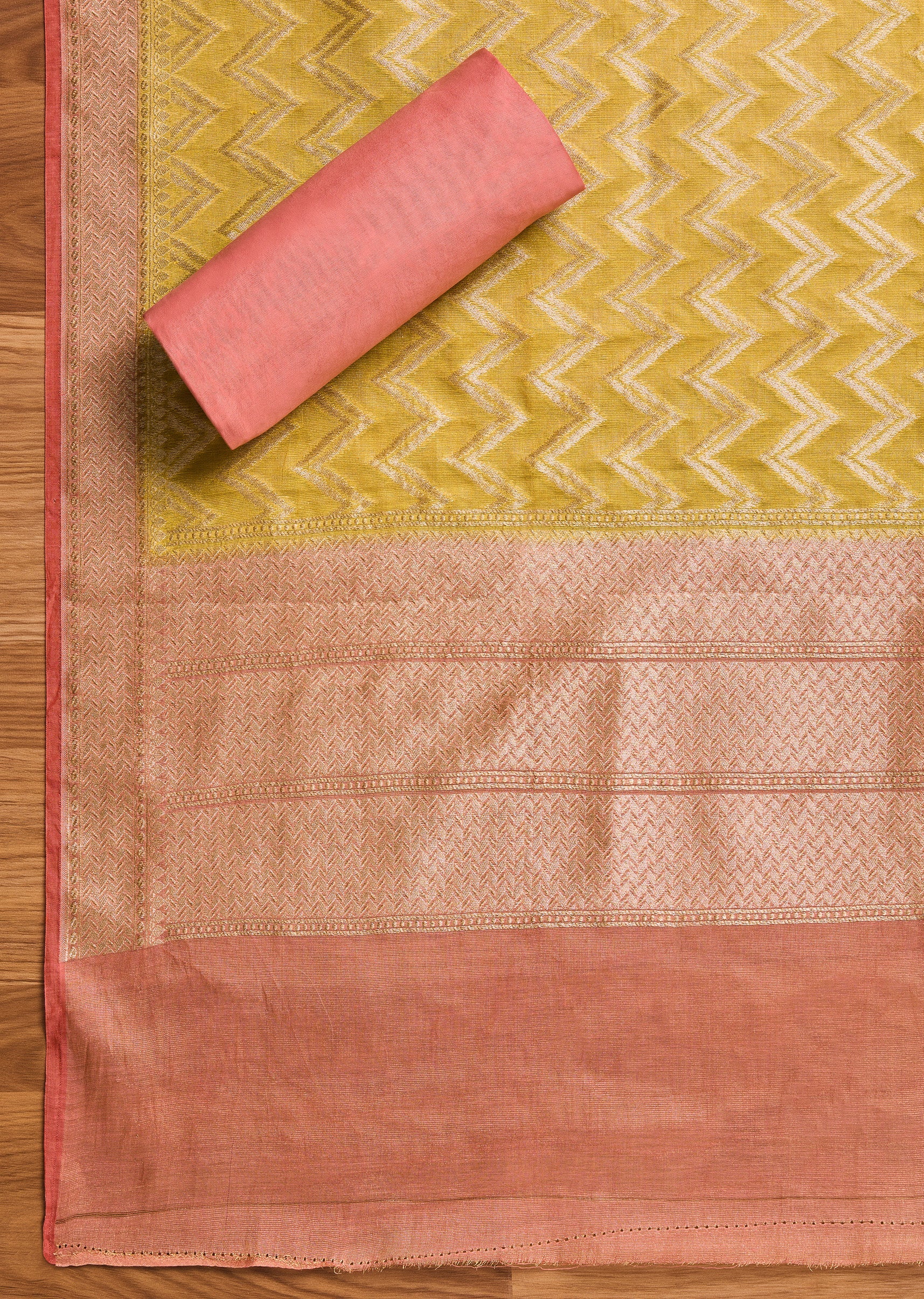 Pink Banarasi Brocade Suit - Image 3