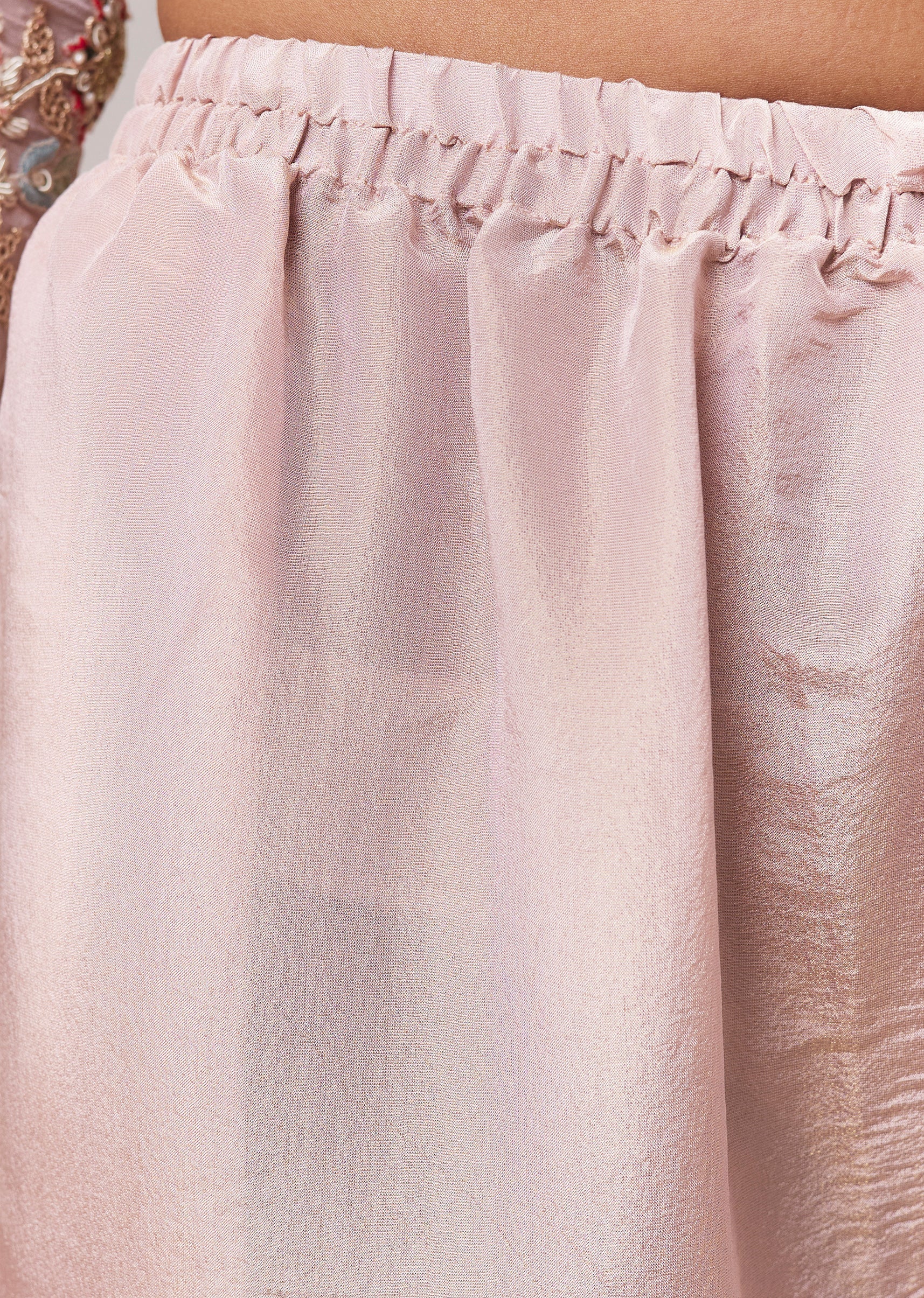 Pink Bead Work Tissue Kurta Set - Image 6