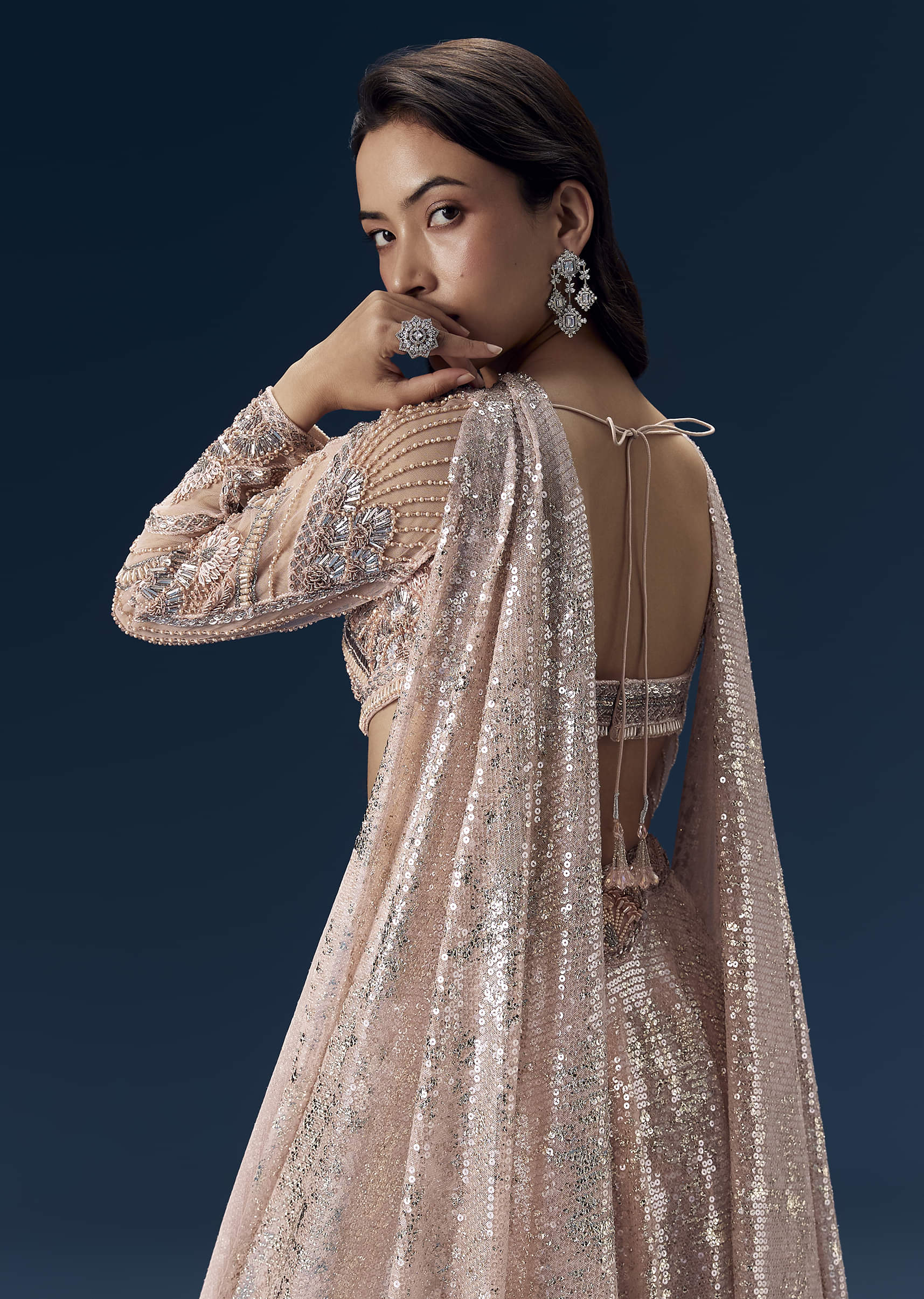 Pink Bridesmaid Lehega with Choker Dupatta - Image 6