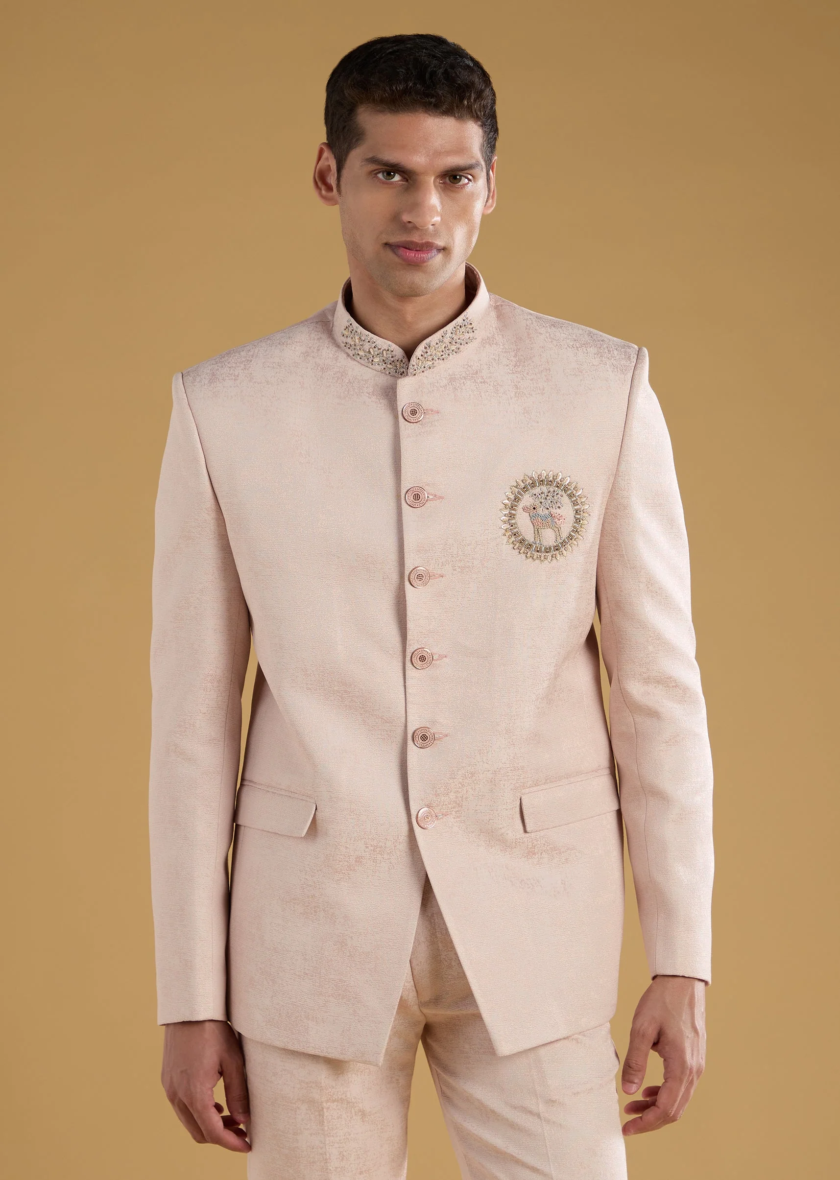 Pink Button Front Jodhpuri and Pant Set - Image 4