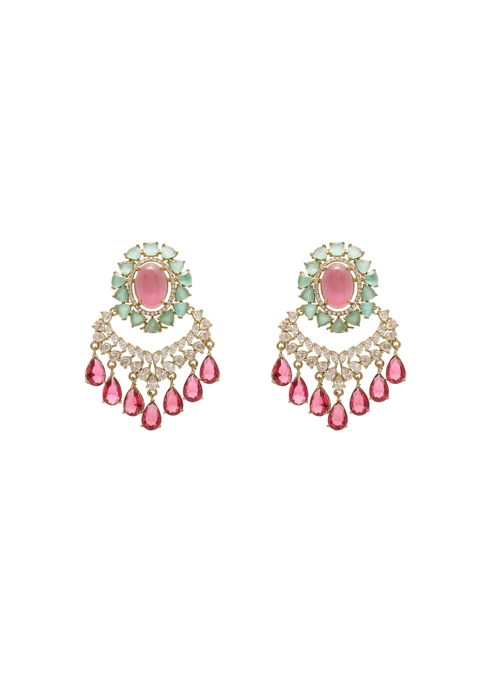 Pink Chandbali Statement Earrings - Image 2