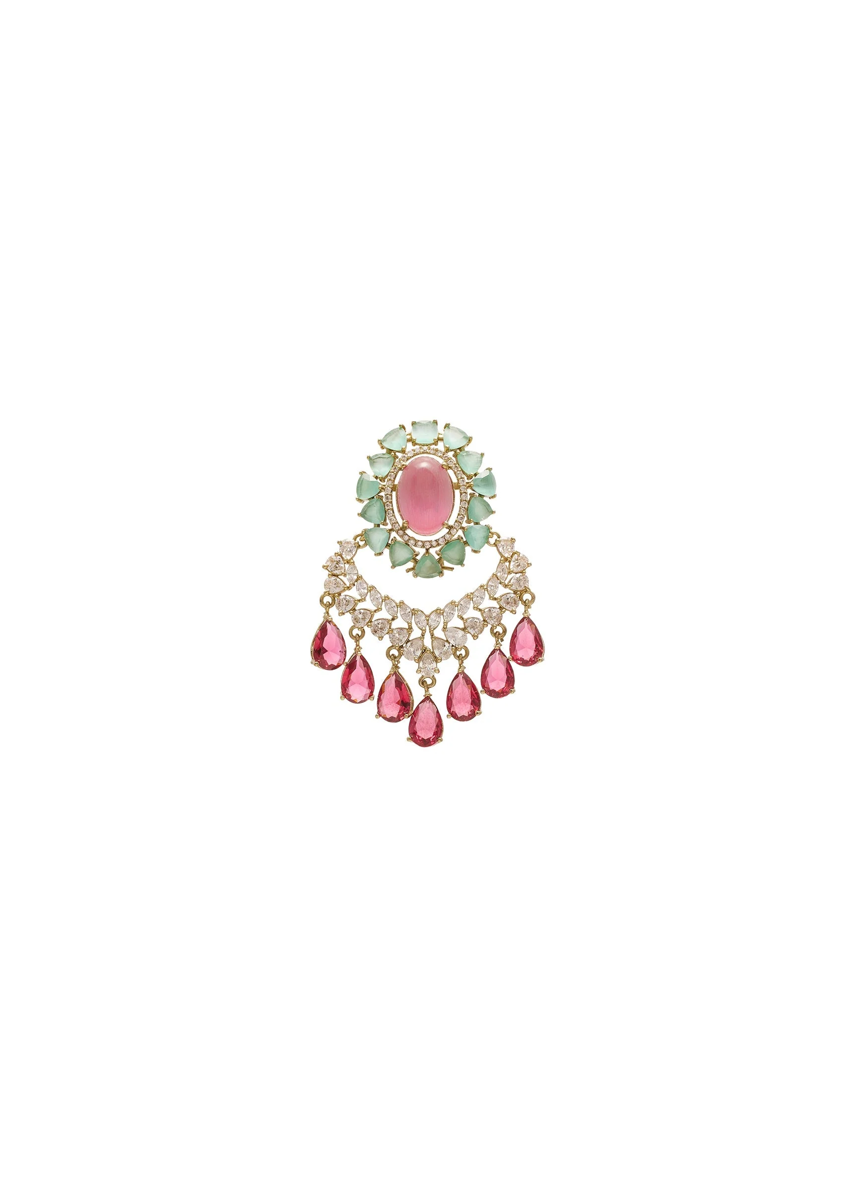 Pink Chandbali Statement Earrings - Image 3