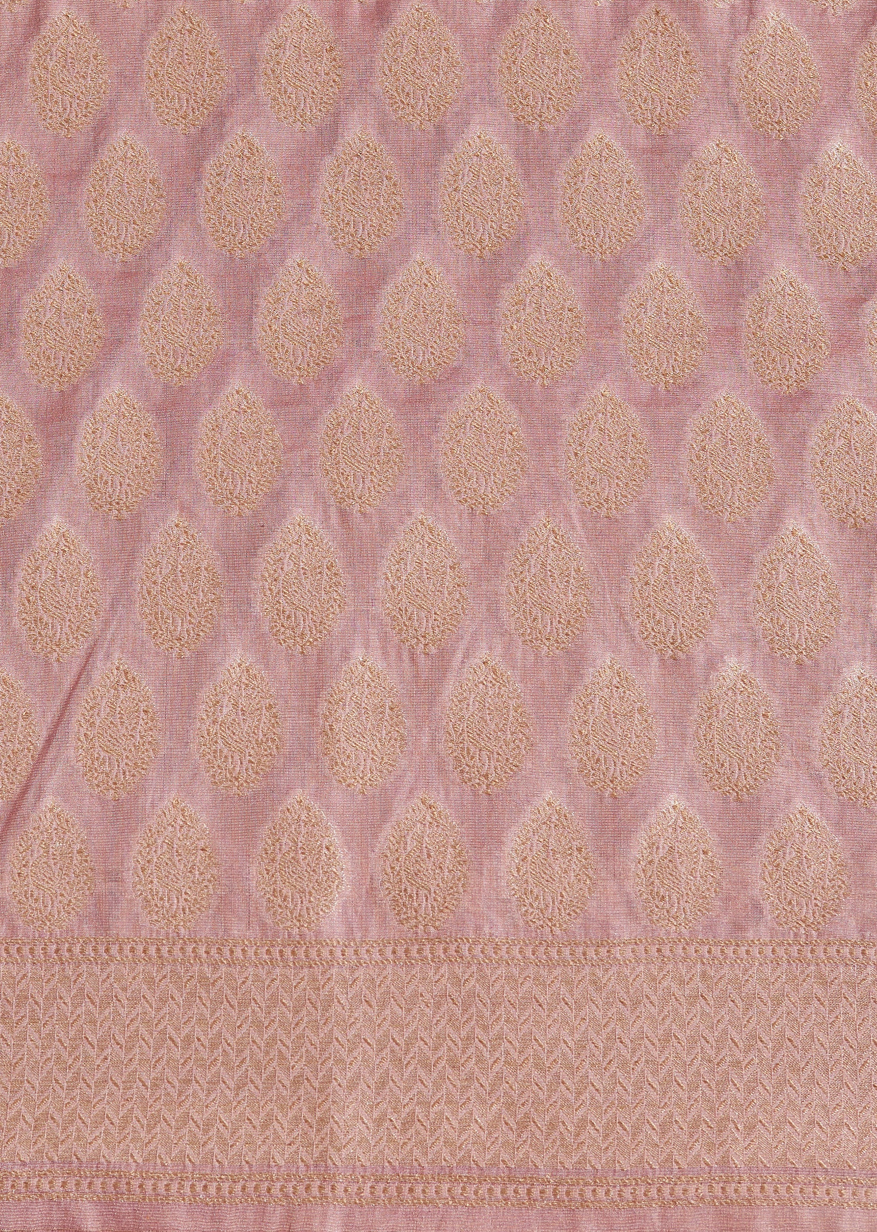 Pink Chanderi Unstitched Suit With Dupatta - Image 4