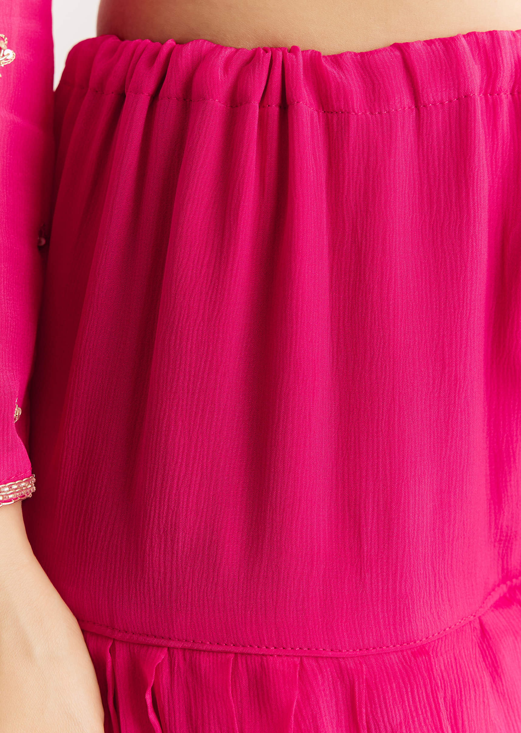Pink Chinon Kurta Set With Zardosi And Cutdana Dupatta - Image 6