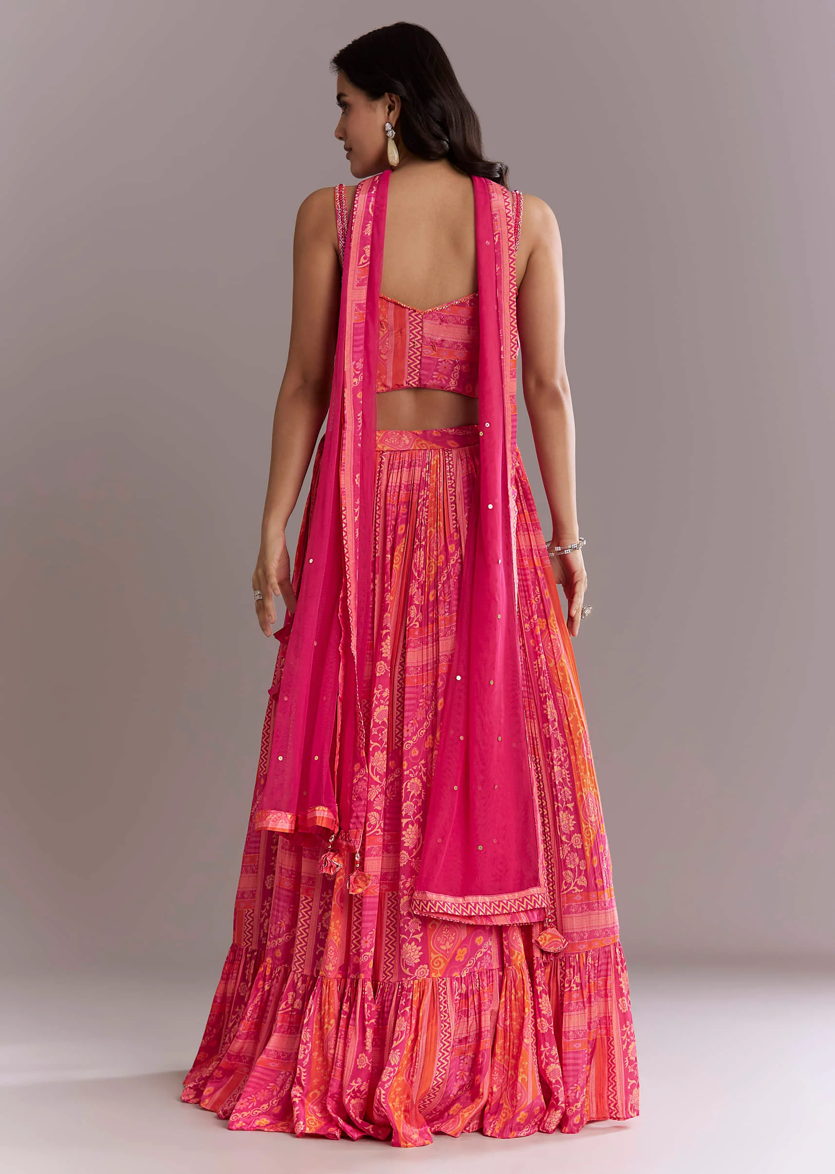 Pink Crepe Bridesmaid Lehenga With Intricate Hand Embroidery - Image 2