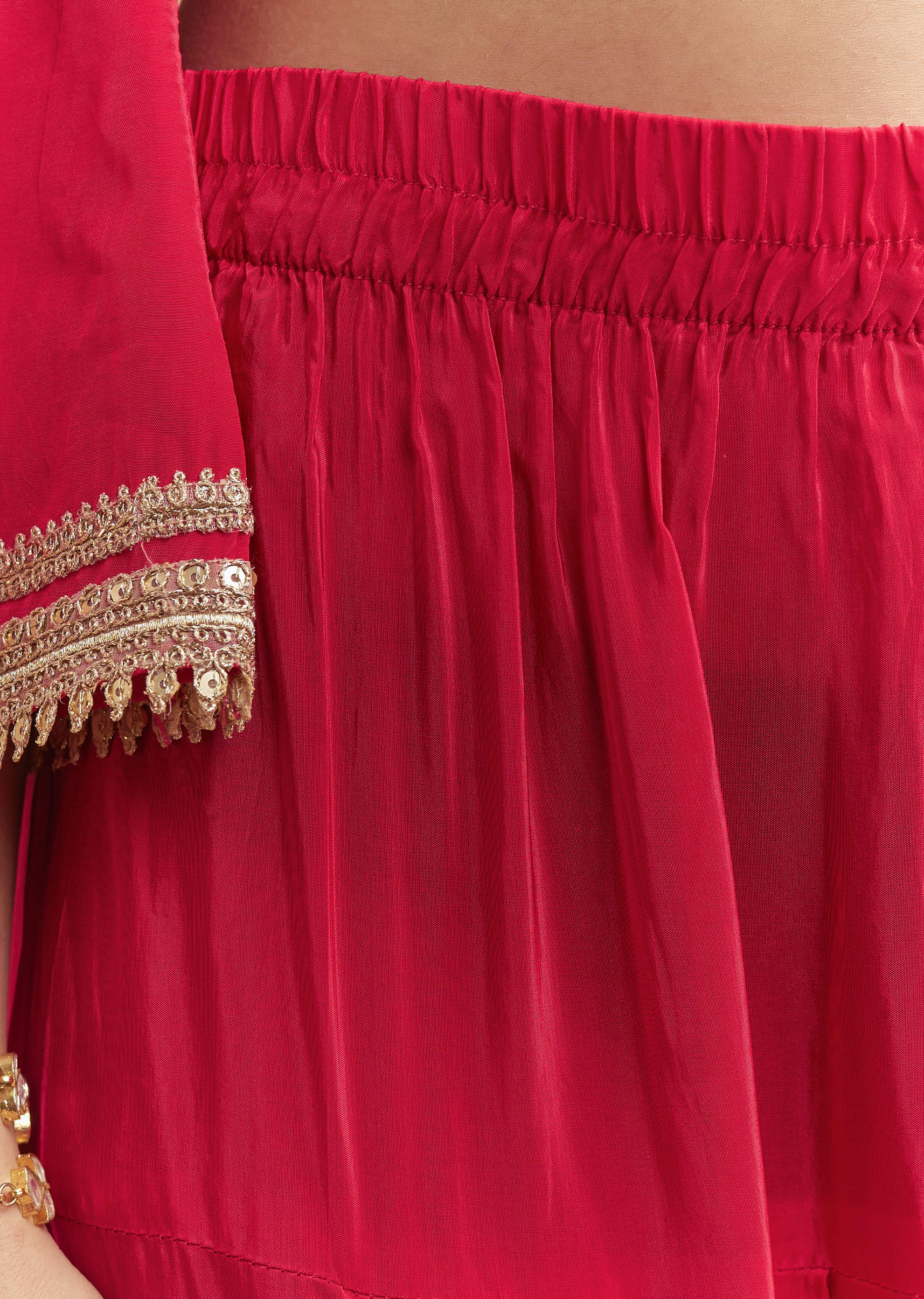 Pink Crepe Kurta Set With Heavy Zardosi Work - Image 6