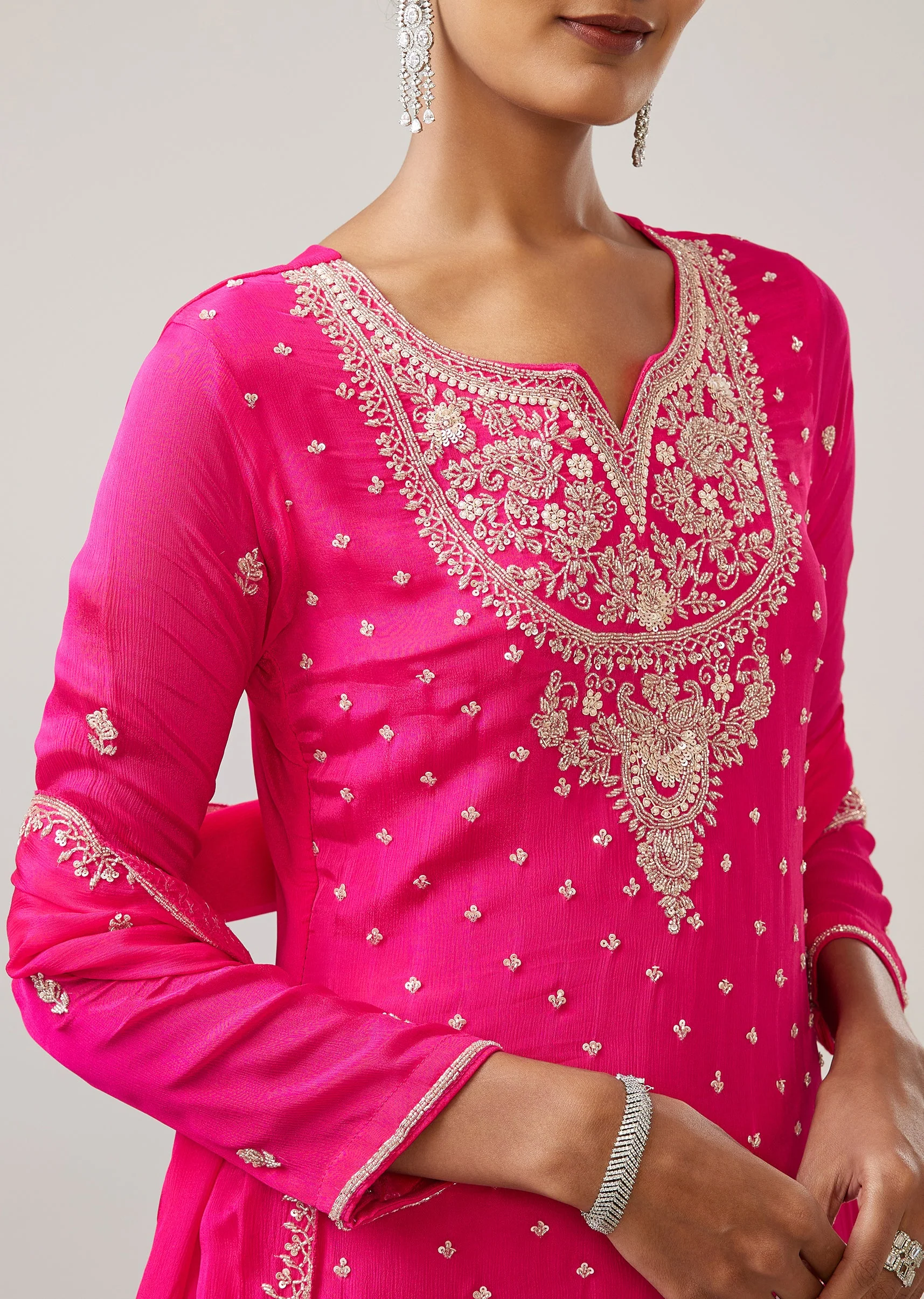 Pink Cut Dana Embellished Sharara Set With Dupatta - Image 2