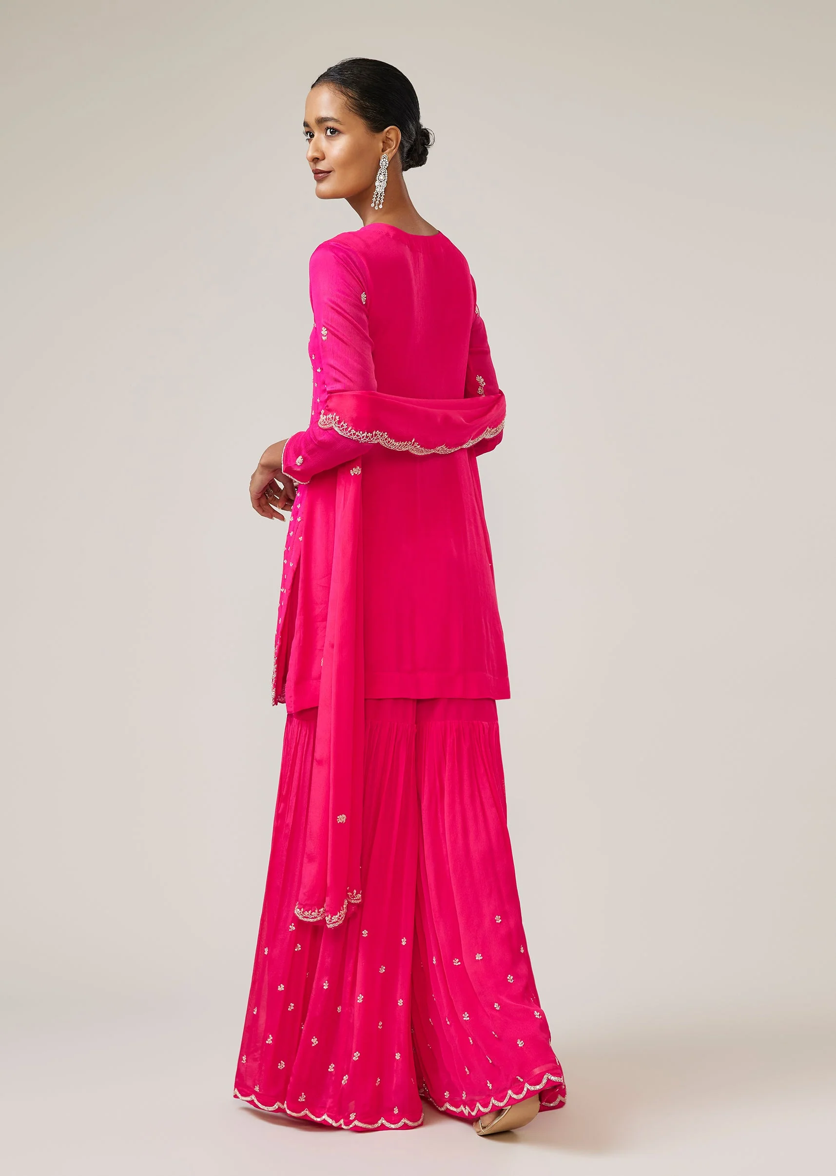 Pink Cut Dana Embellished Sharara Set With Dupatta - Image 5