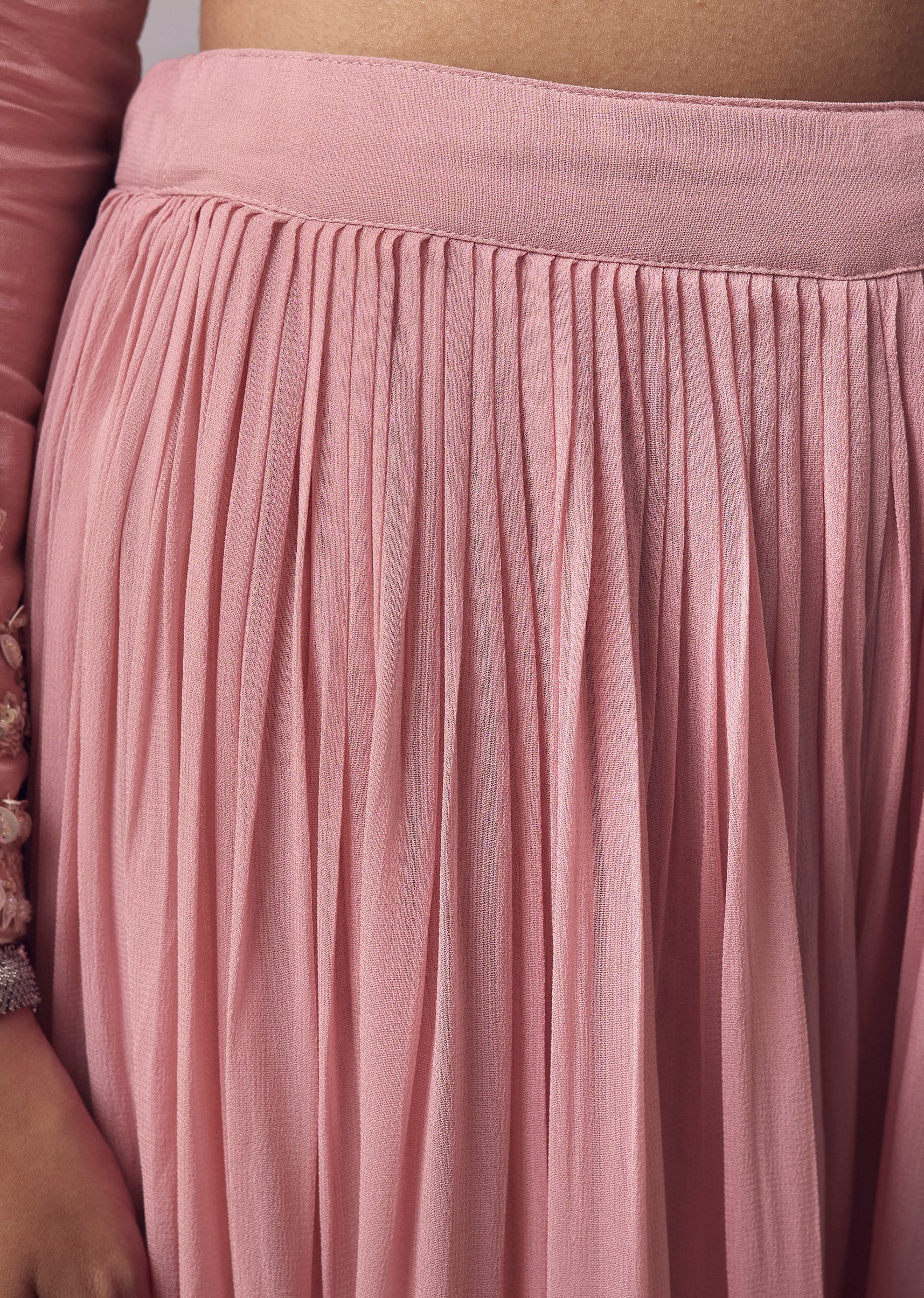 Pink Cutdana Embellished Kurta And Palazzo Set - Image 6