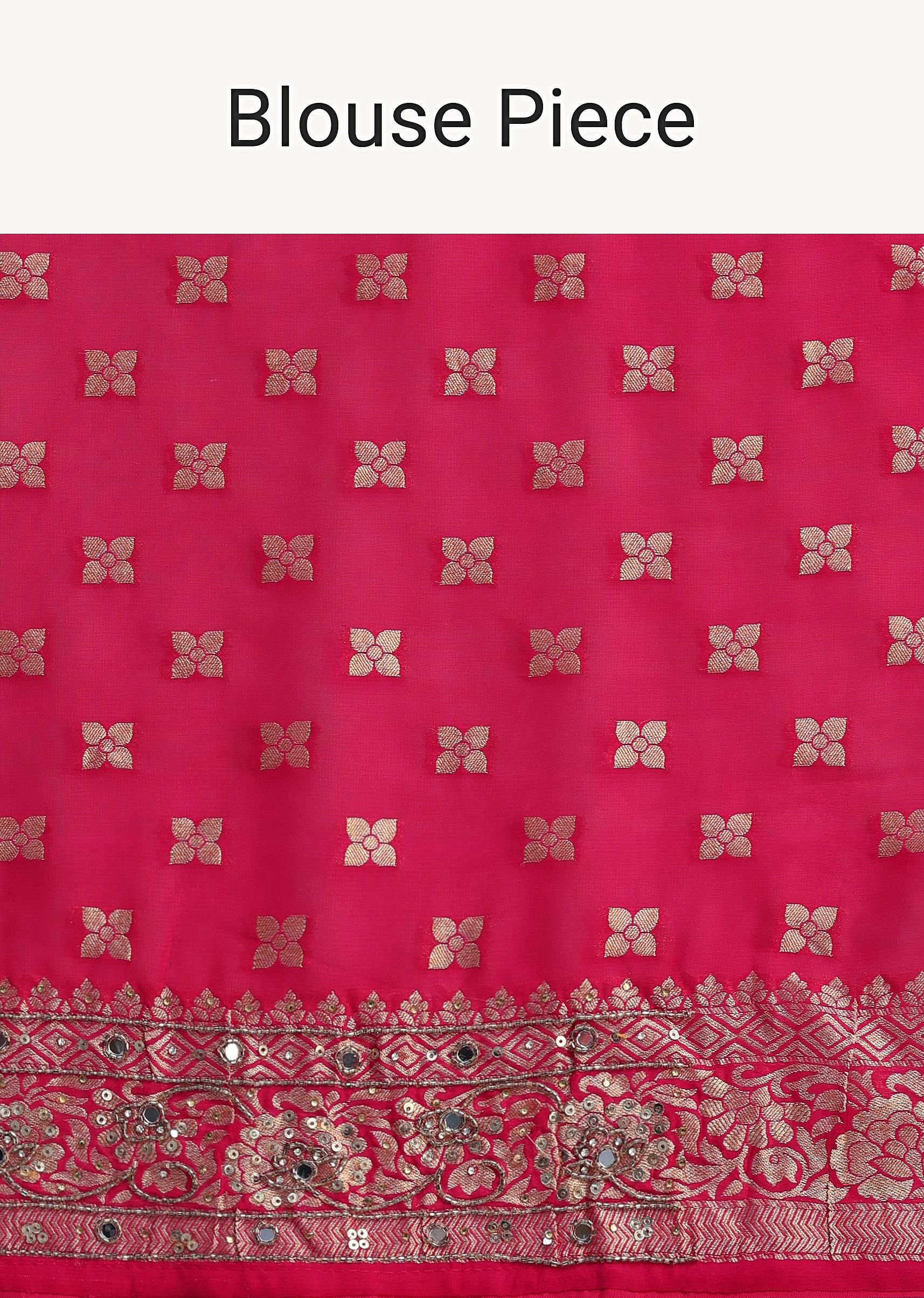 Pink Cutdana Embroidered Bandhani Weave Saree With Unstitched Blouse - Image 10