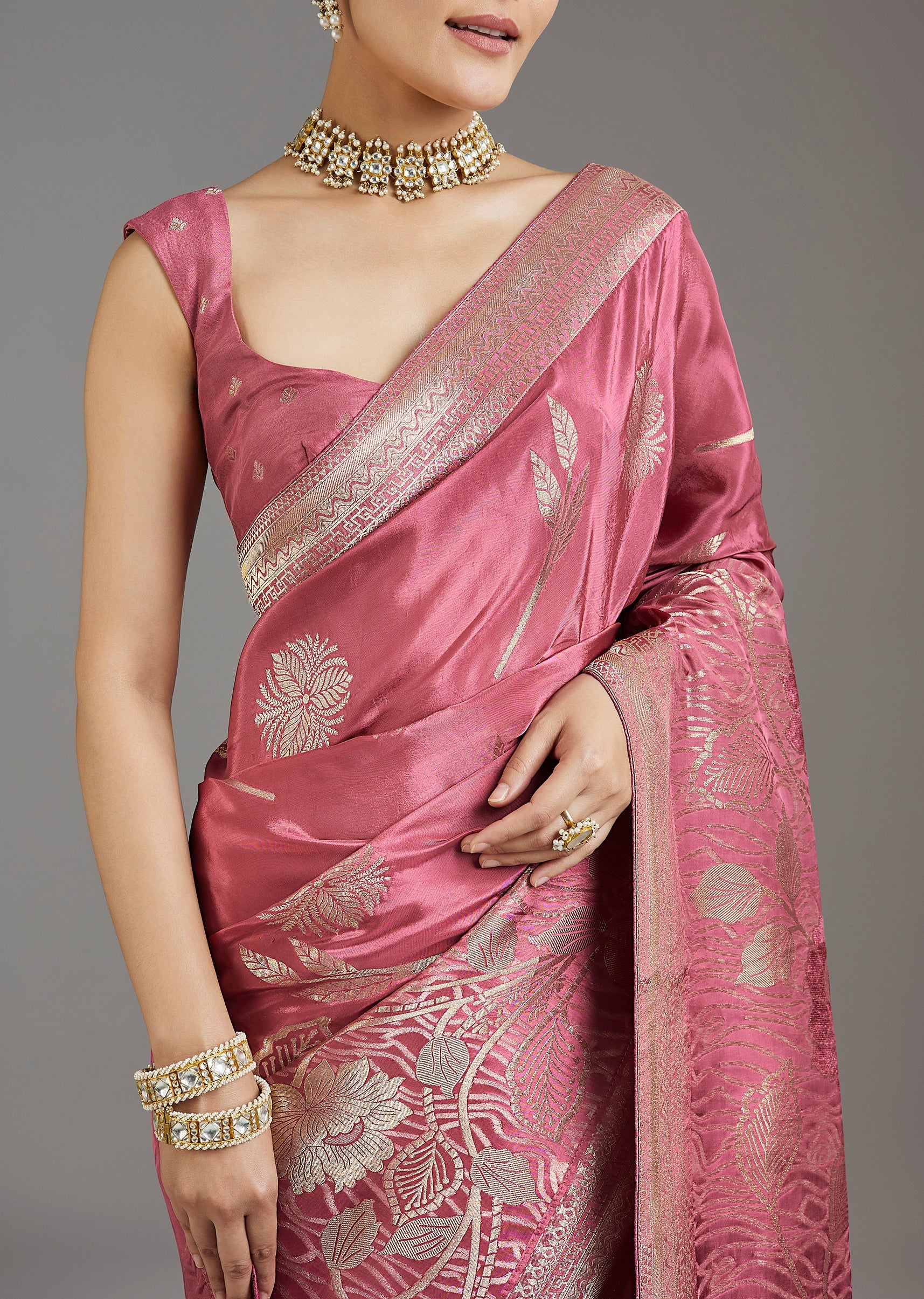Pink Dola Silk Saree - Image 2
