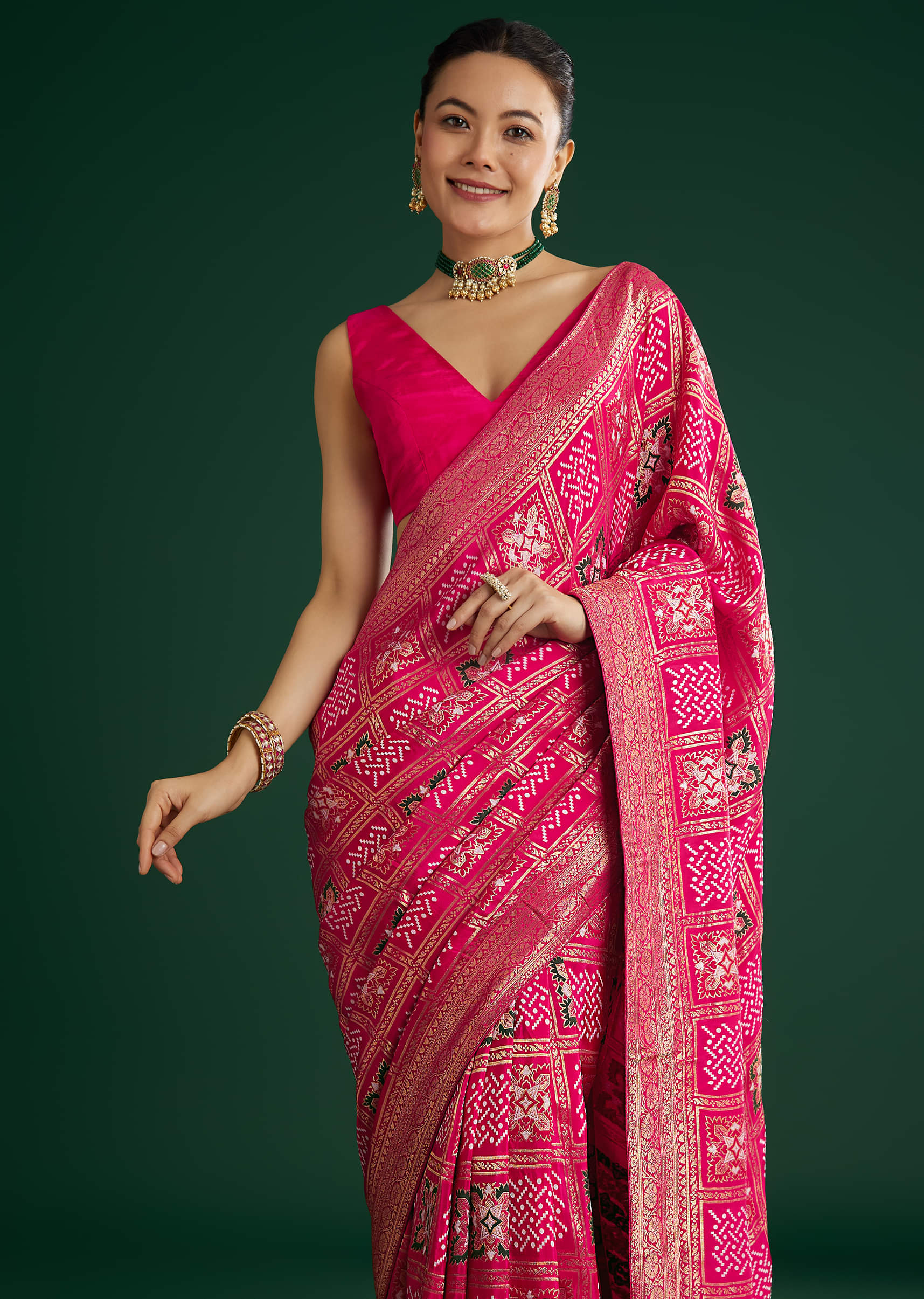 Pink Dola Silk Saree With Woven Patola - Image 2