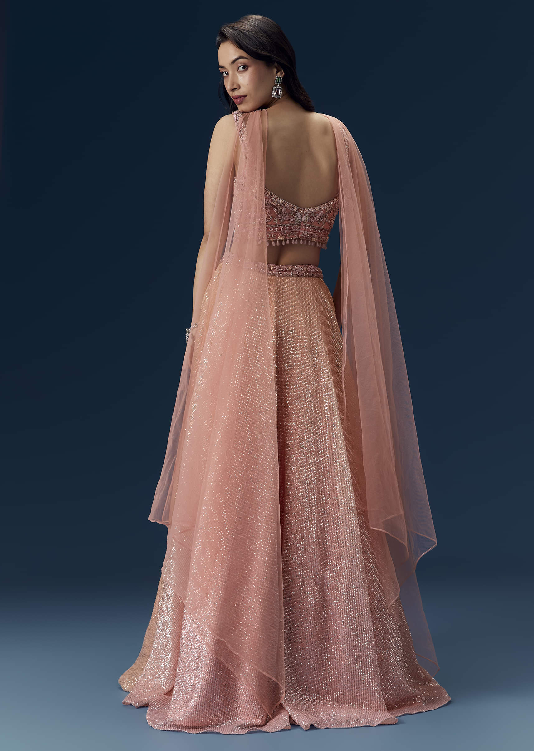 Pink Embellished Bridesmaid Lehega with Choker Dupatta - Image 2
