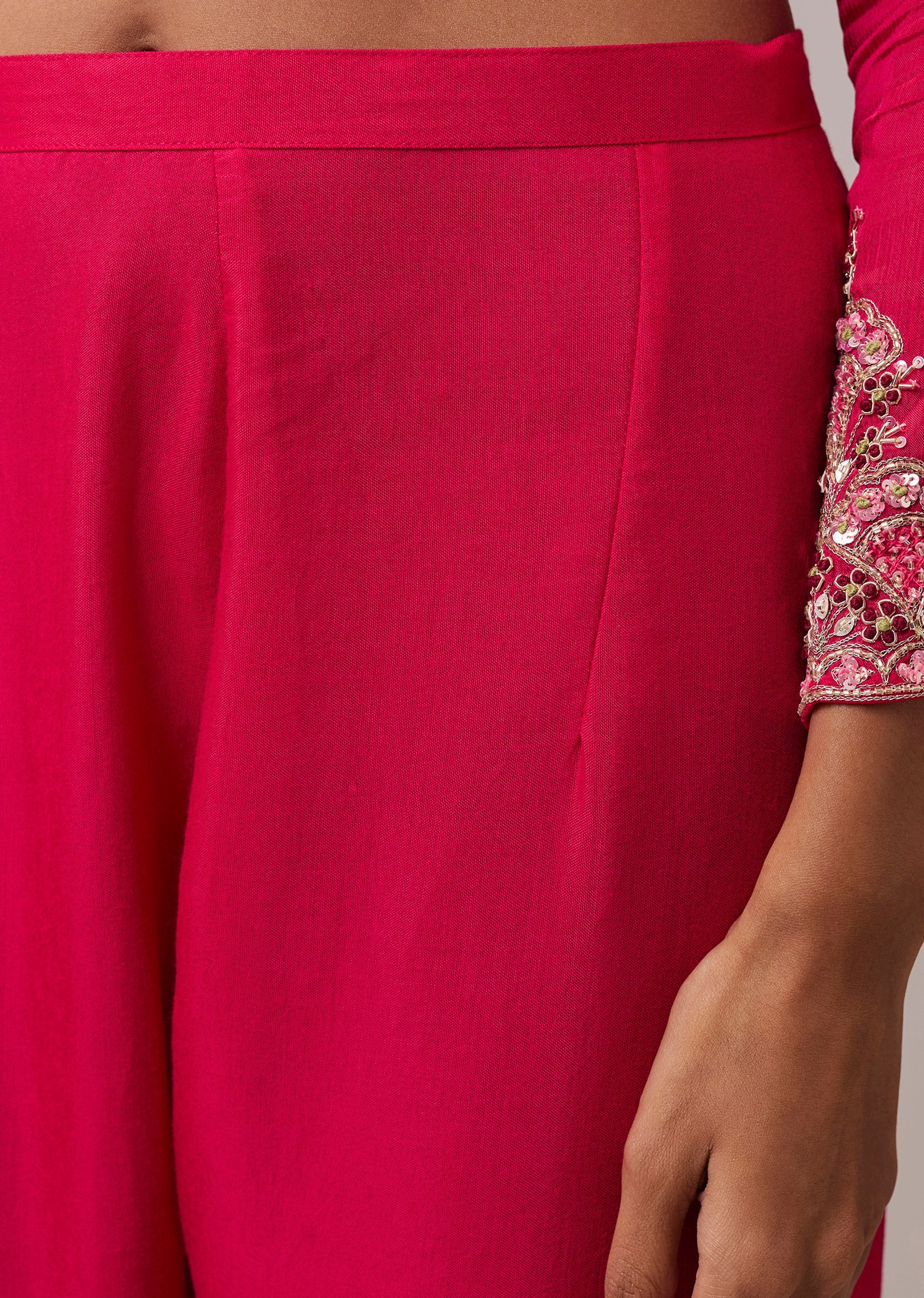 Pink Embellished Chinon Anarkali Set - Image 6