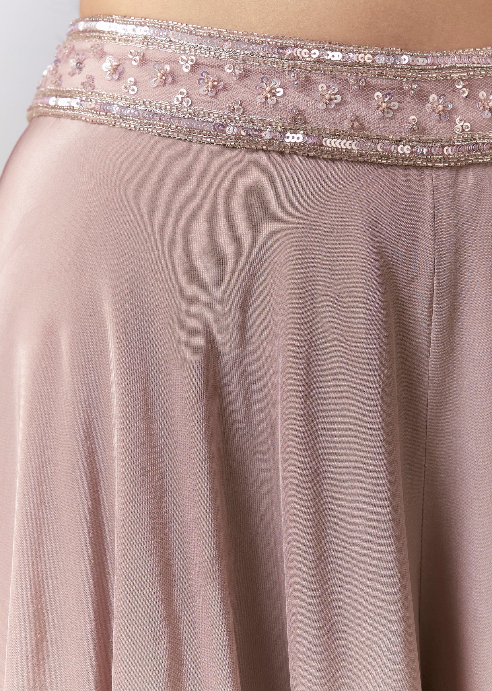 Pink Embellished Indo Western Crop Top Palazzo Set - Image 6