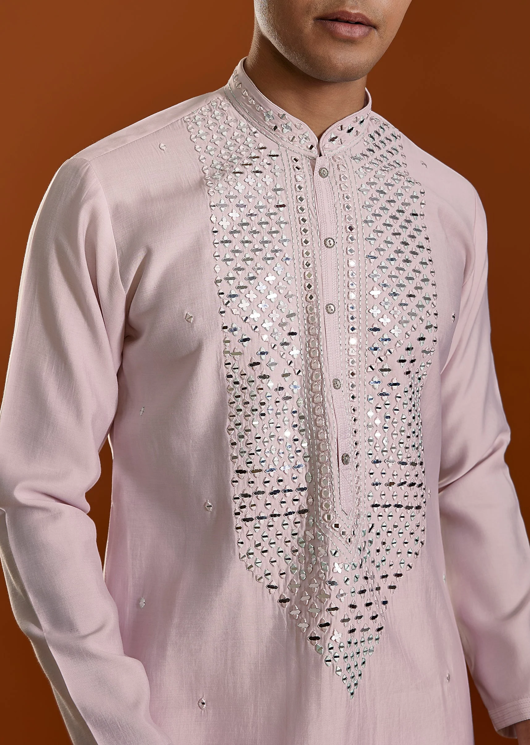 Pink Embellished Viscose Kurta Set - Image 2