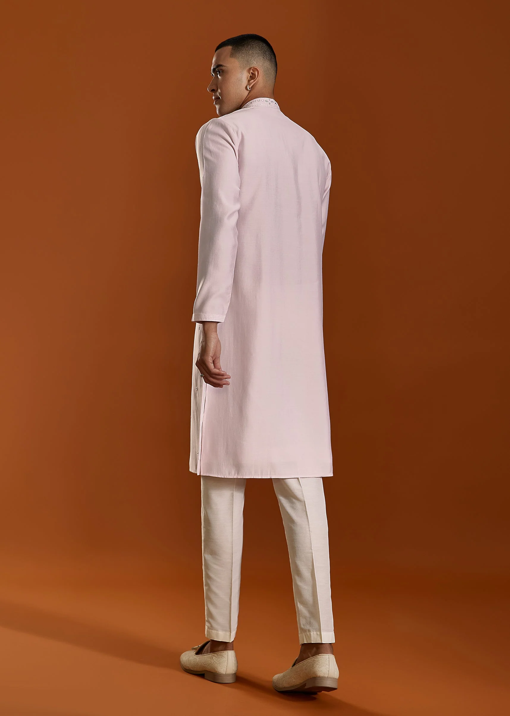 Pink Embellished Viscose Kurta Set - Image 5