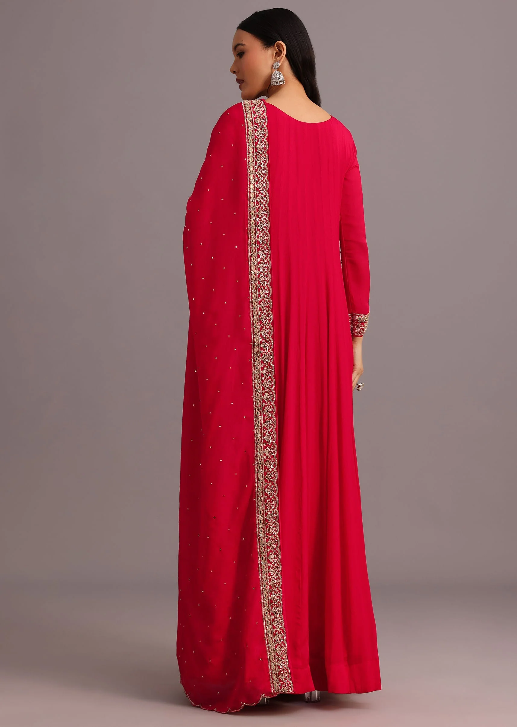 Pink Embroidered Anarkali Suit With Dupatta - Image 5