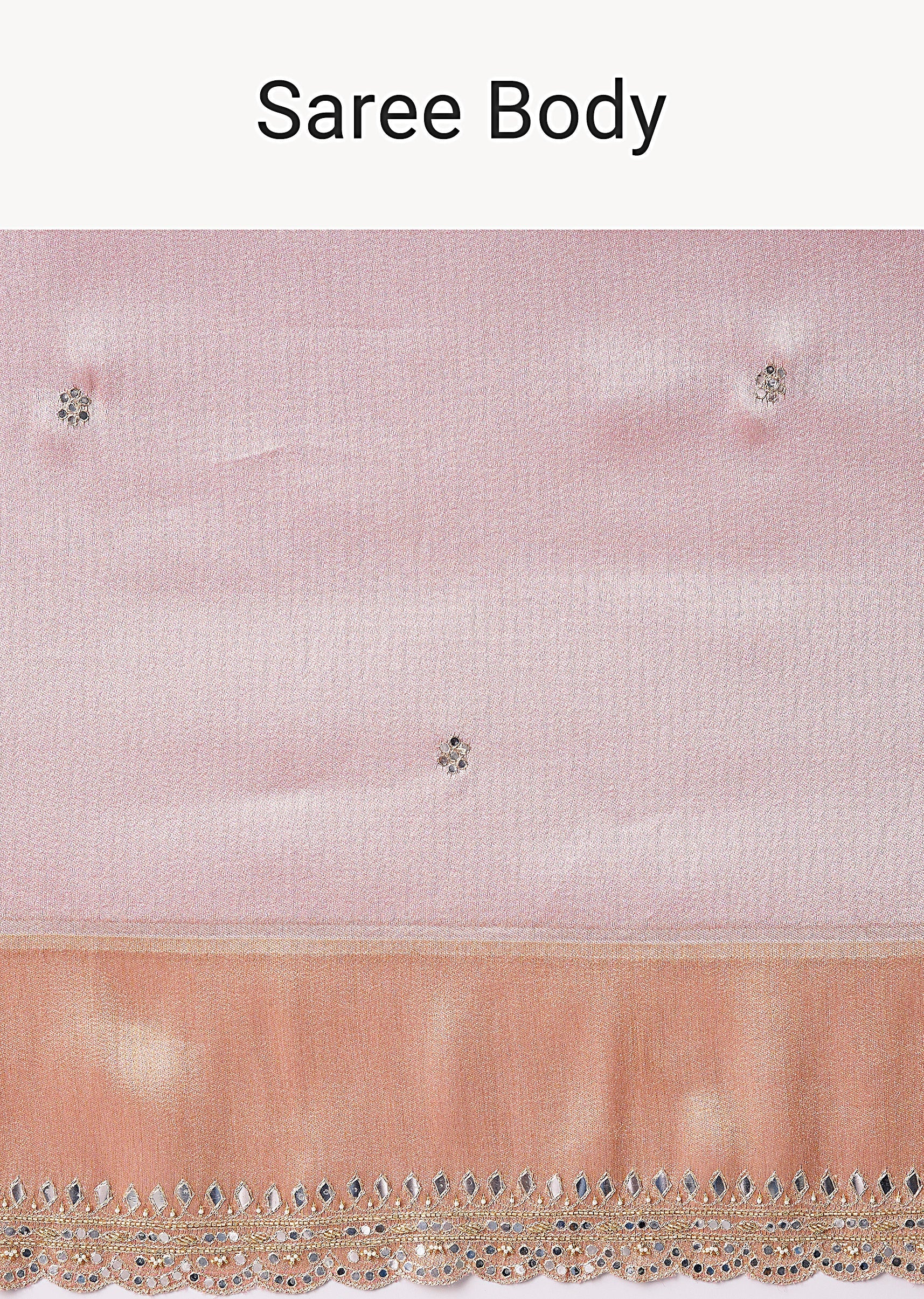 Pink Embroidered Contrast Border Saree With Unstitched Blouse - Image 9