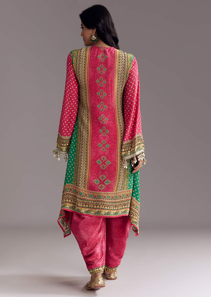 Pink Embroidered Kurta Dhoti Set - Image 5