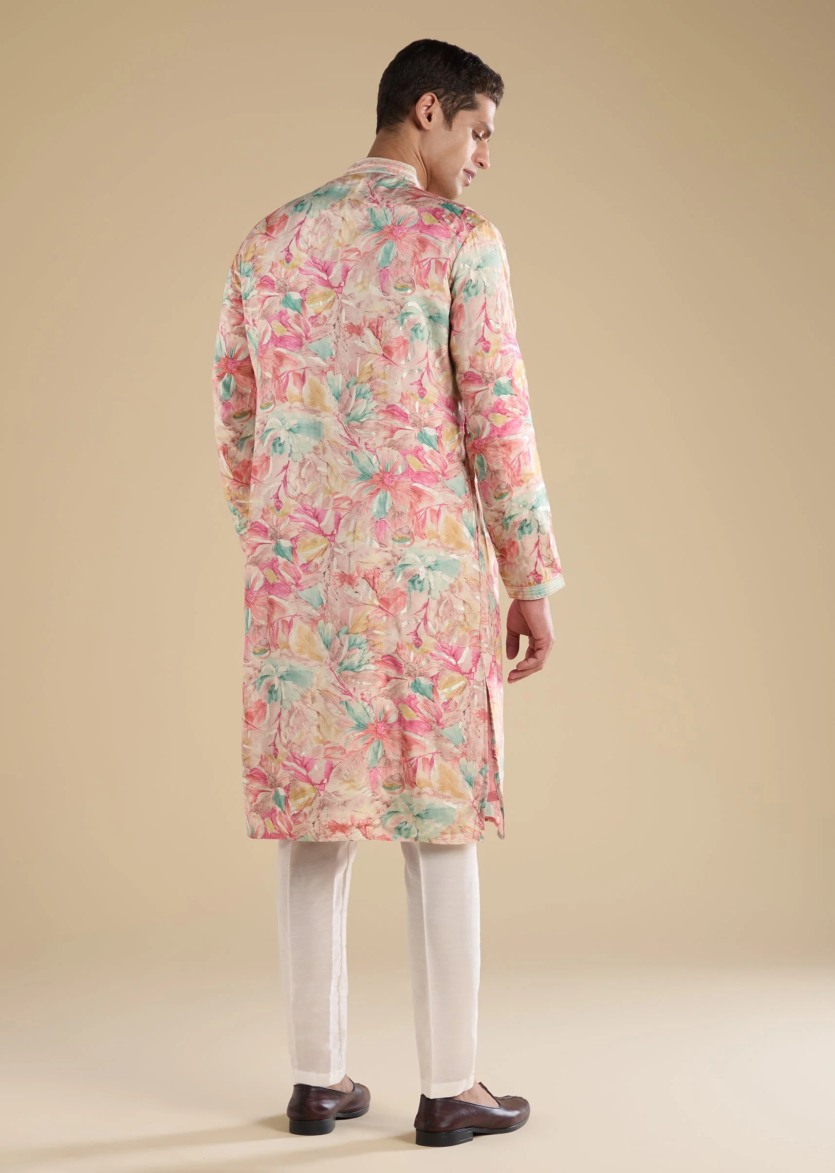 Pink Embroidered Kurta Set And Pants - Image 5