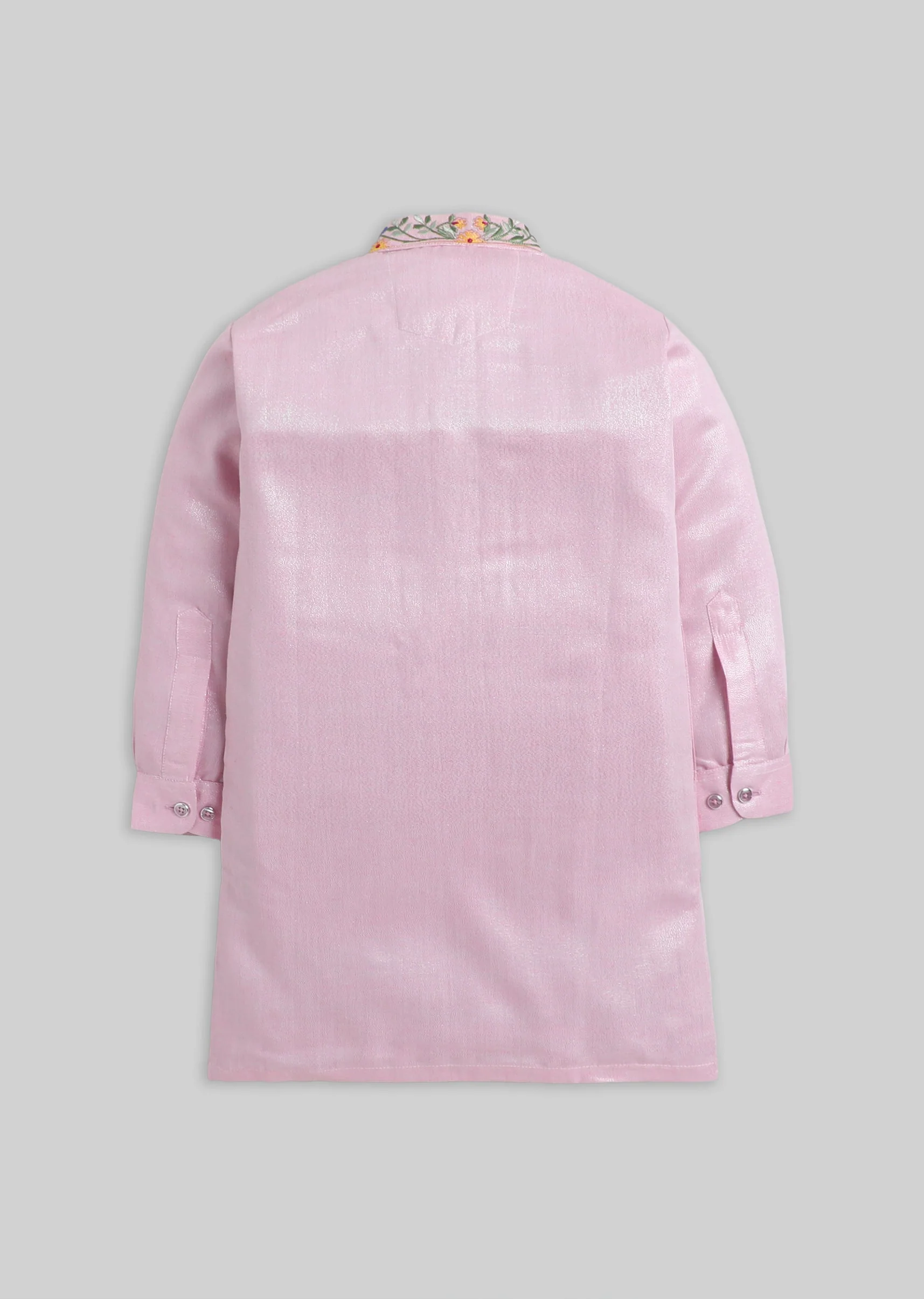 Pink Embroidered Kurta Set For Boys - Image 3