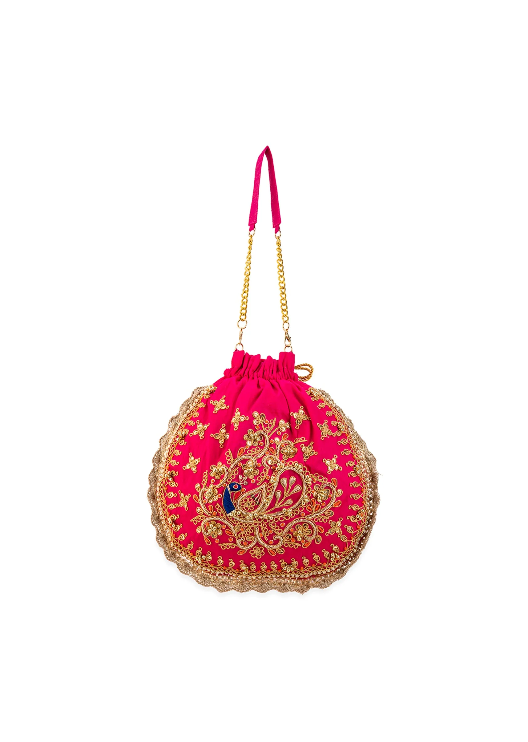 Pink Embroidered Motif Potli Bag - Image 2