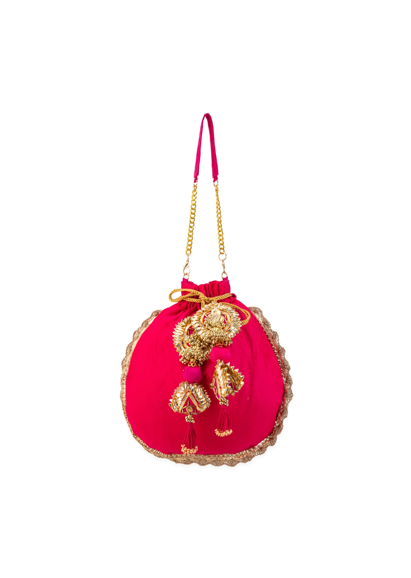 Pink Embroidered Motif Potli Bag - Image 3