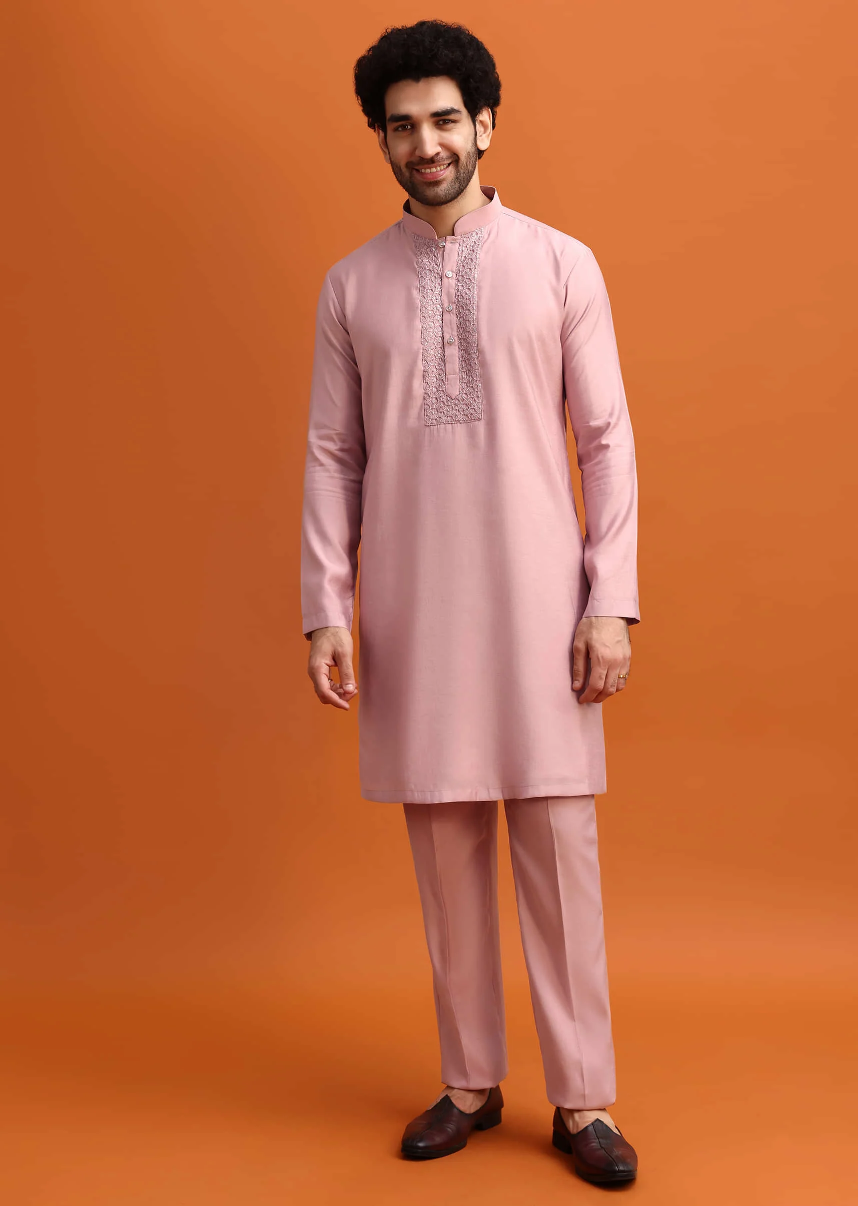 Pink Embroidered Silk Jodhpuri Set For Men - Image 6