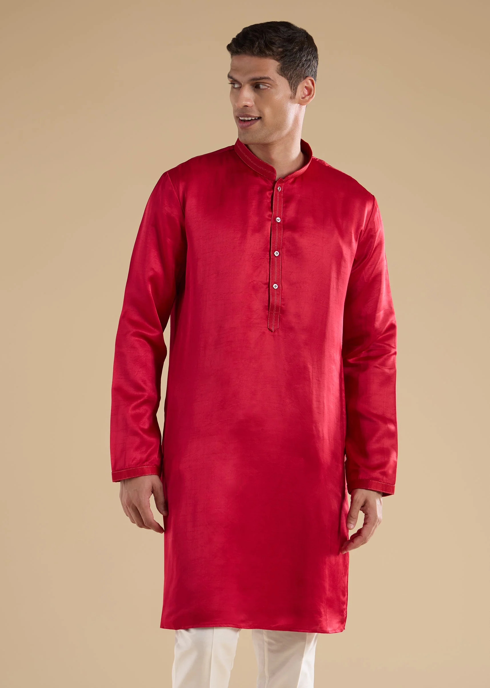 Pink Embroidered Silk Kurta Jacket Set - Image 6