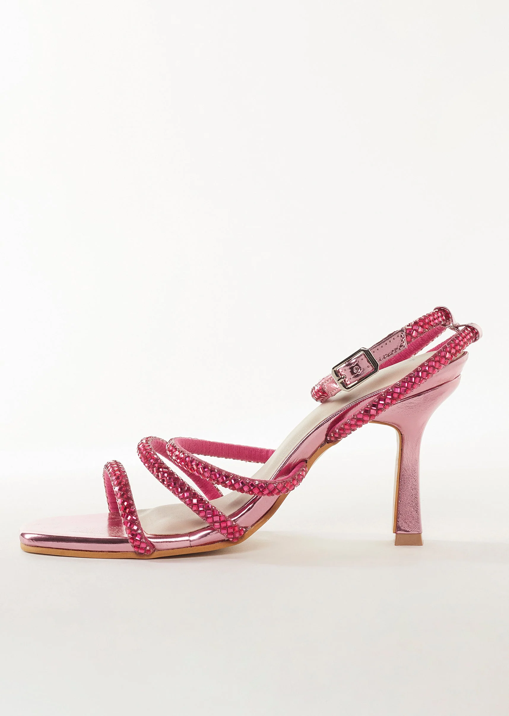 Pink Faux Leather Womens Footwear With Embellished Detail Work - Image 4