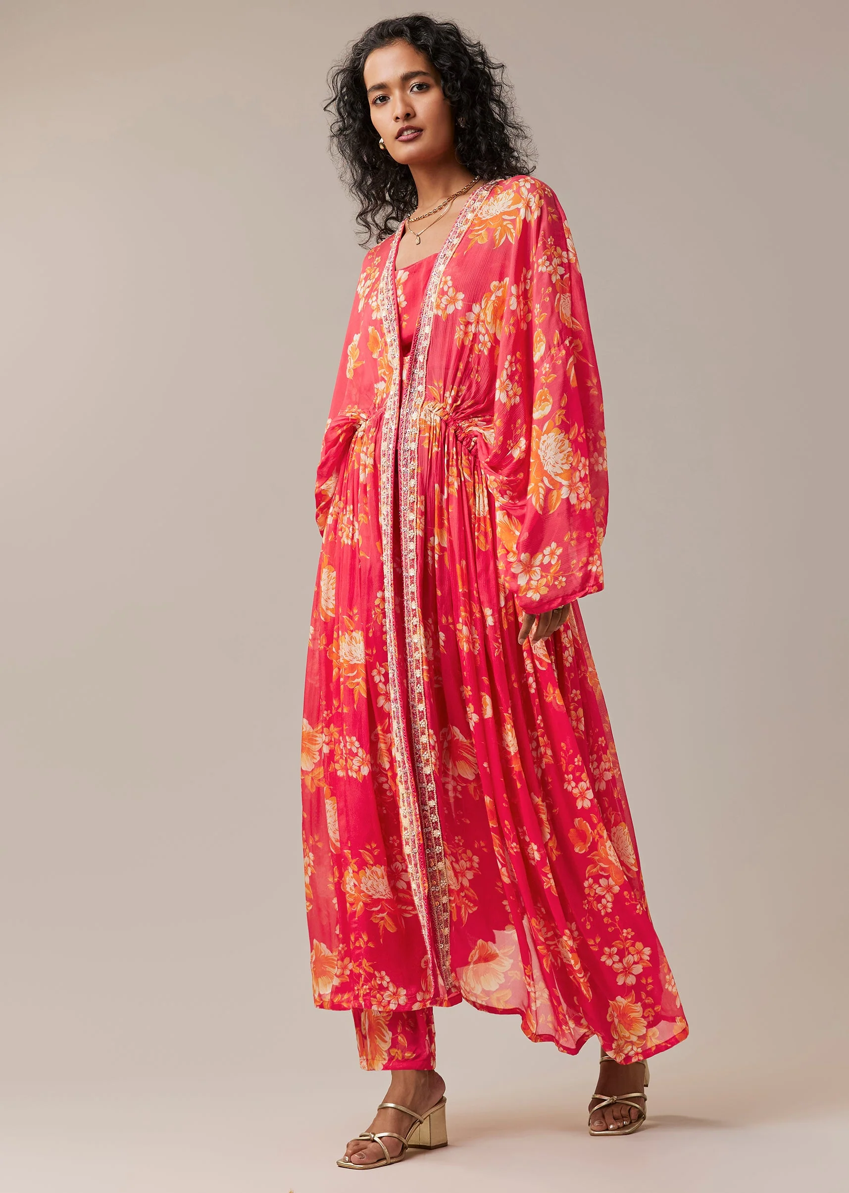 Pink Floral Print Jacket and Pant Set - Image 3