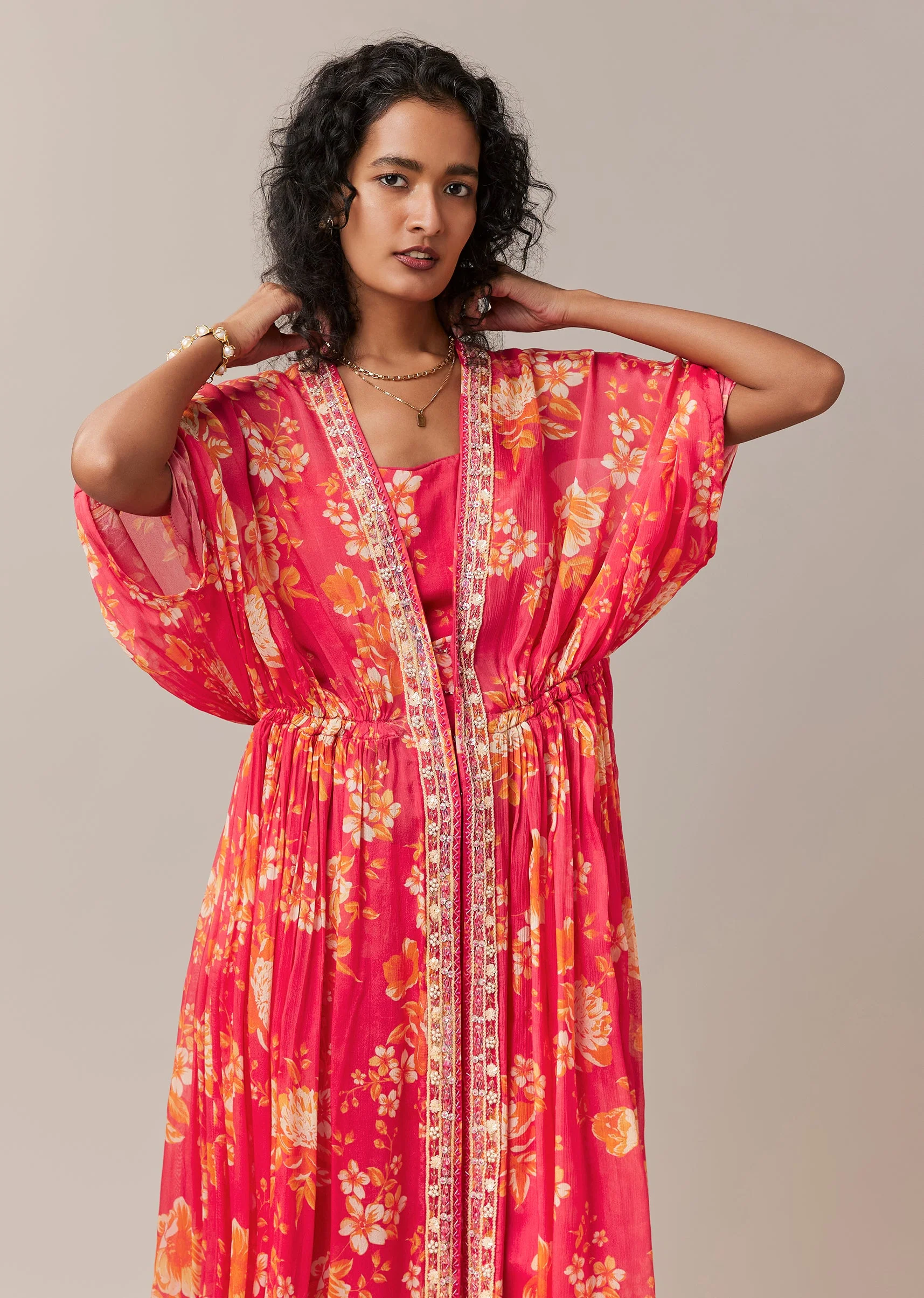 Pink Floral Print Jacket and Pant Set - Image 4