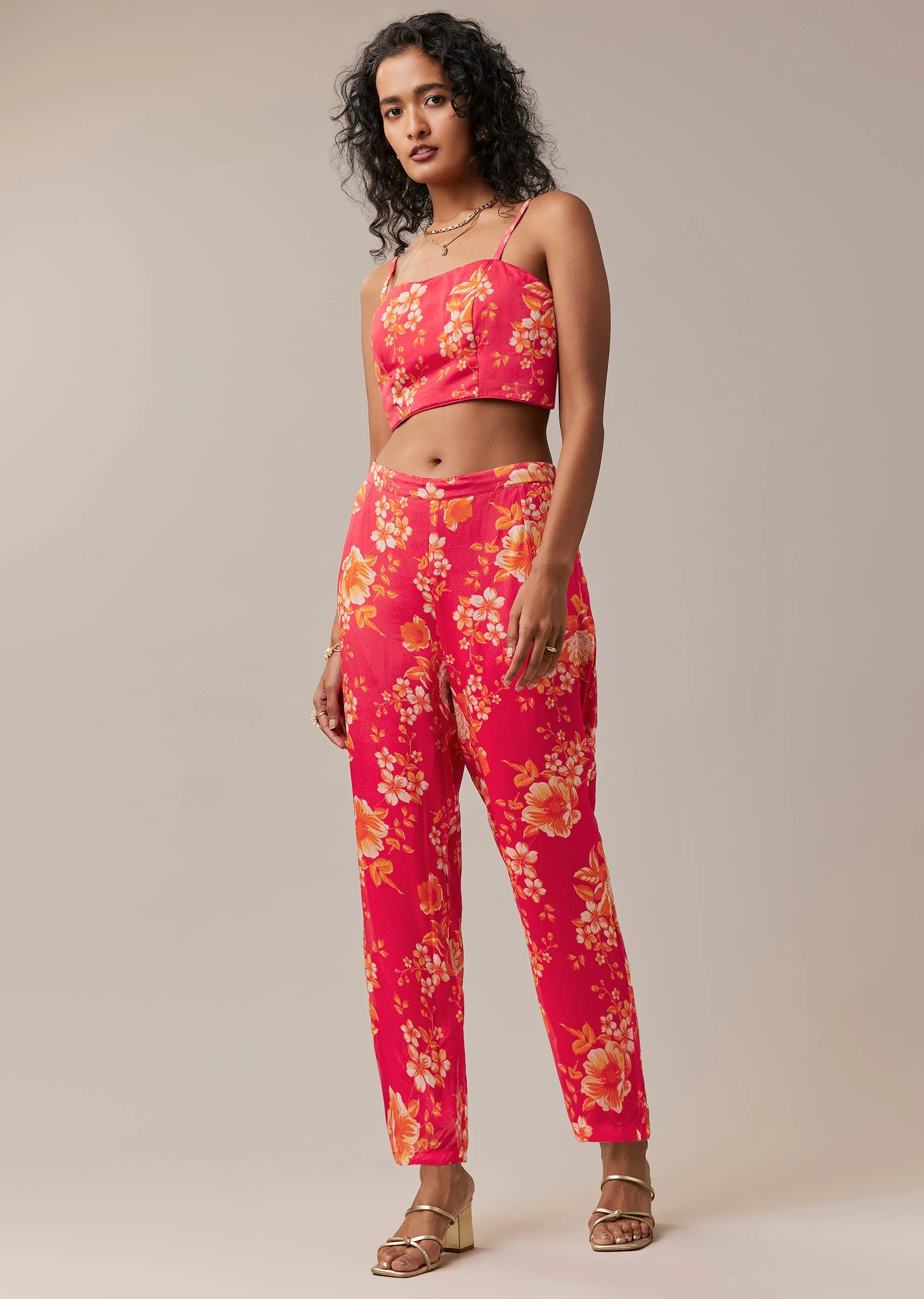 Pink Floral Print Jacket and Pant Set - Image 6