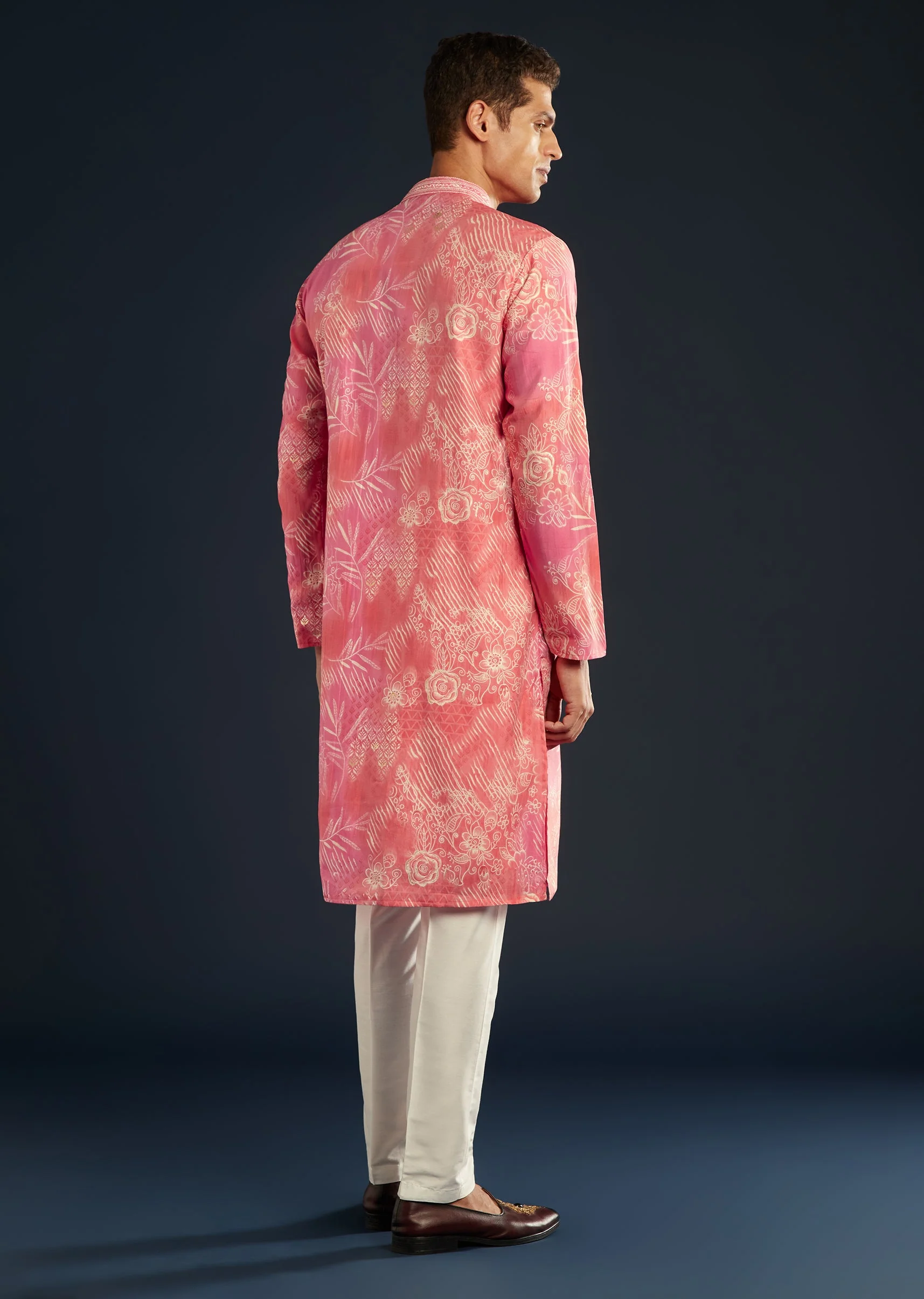 Pink Floral Print Viscose Kurta and Pant Set - Image 5