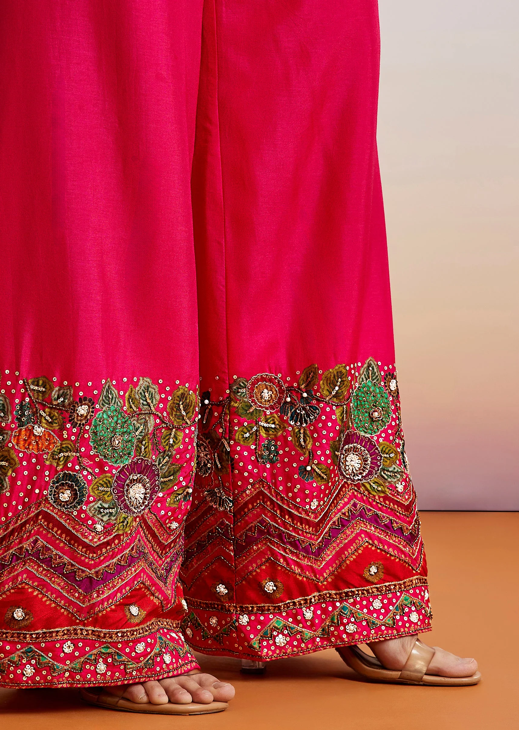 Pink Floral Printed Silk Blend Co-ord Set - Image 4
