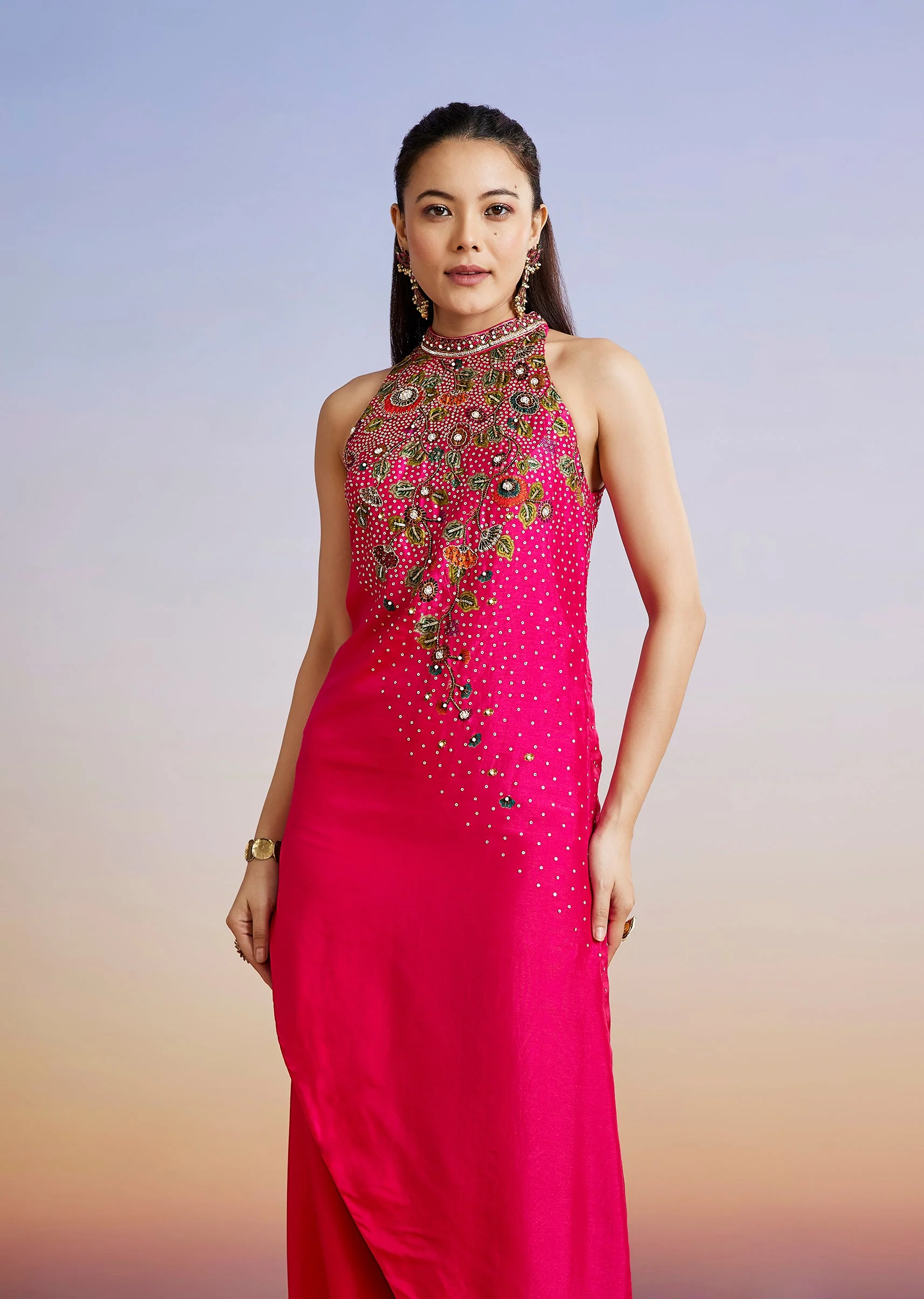 Pink Floral Printed Silk Blend Co-ord Set - Image 5