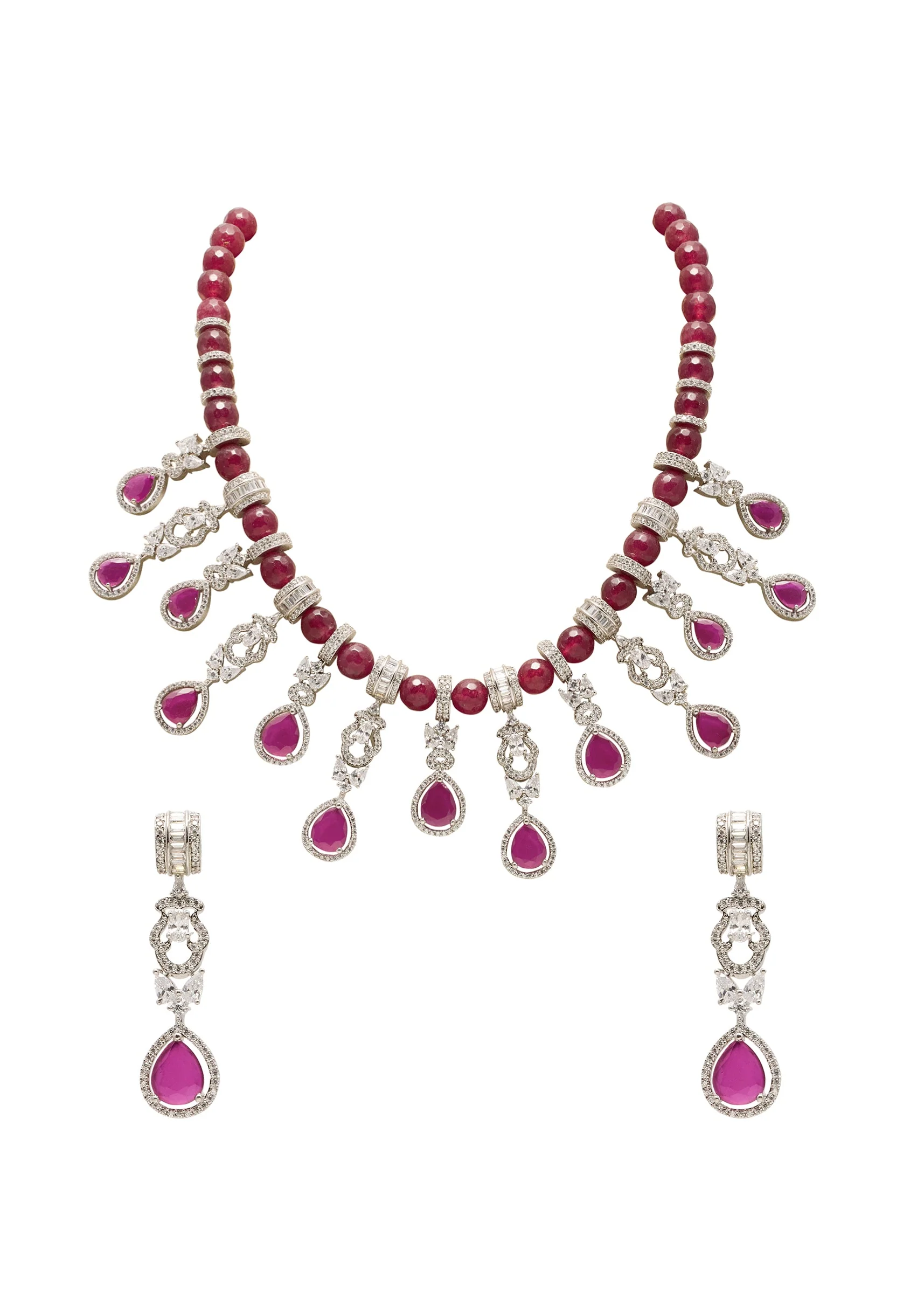 Pink Gold Festive Necklace Set - Image 2