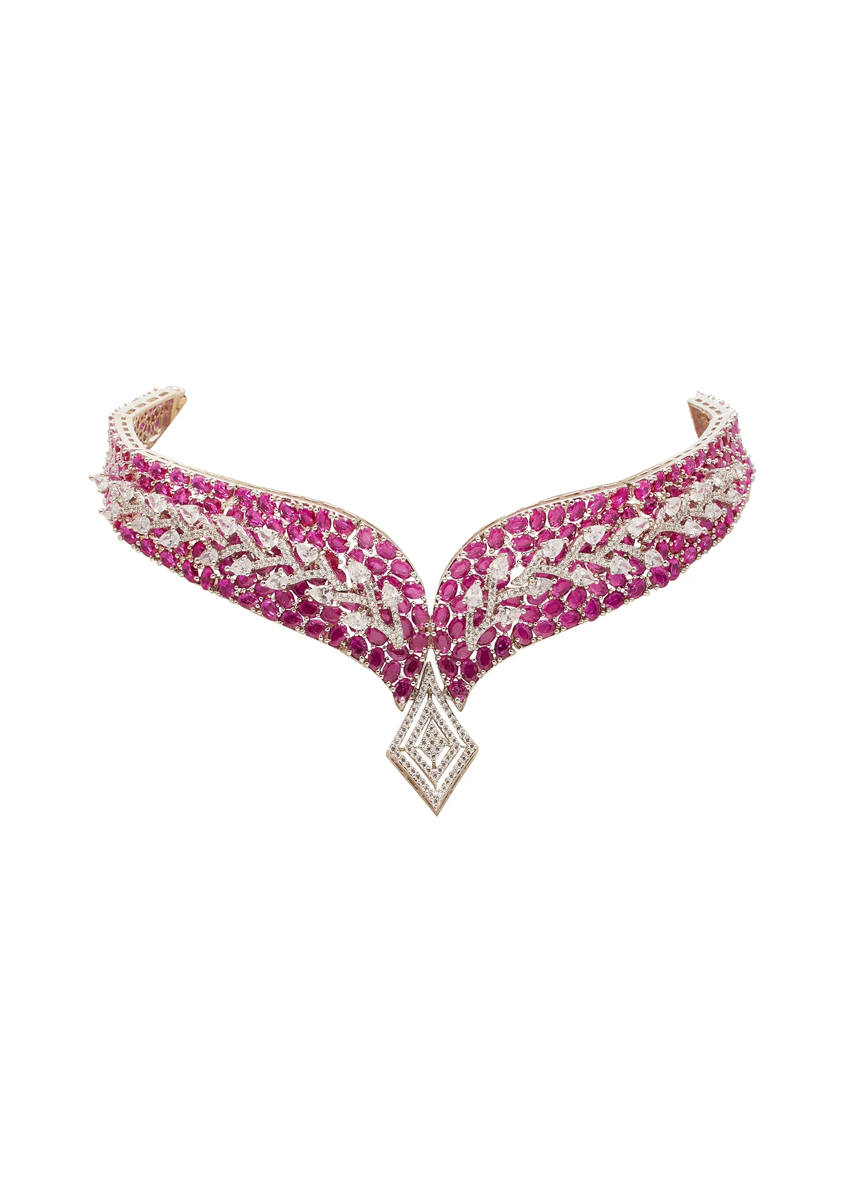 Pink Gold Statement Choker Necklace Set - Image 3