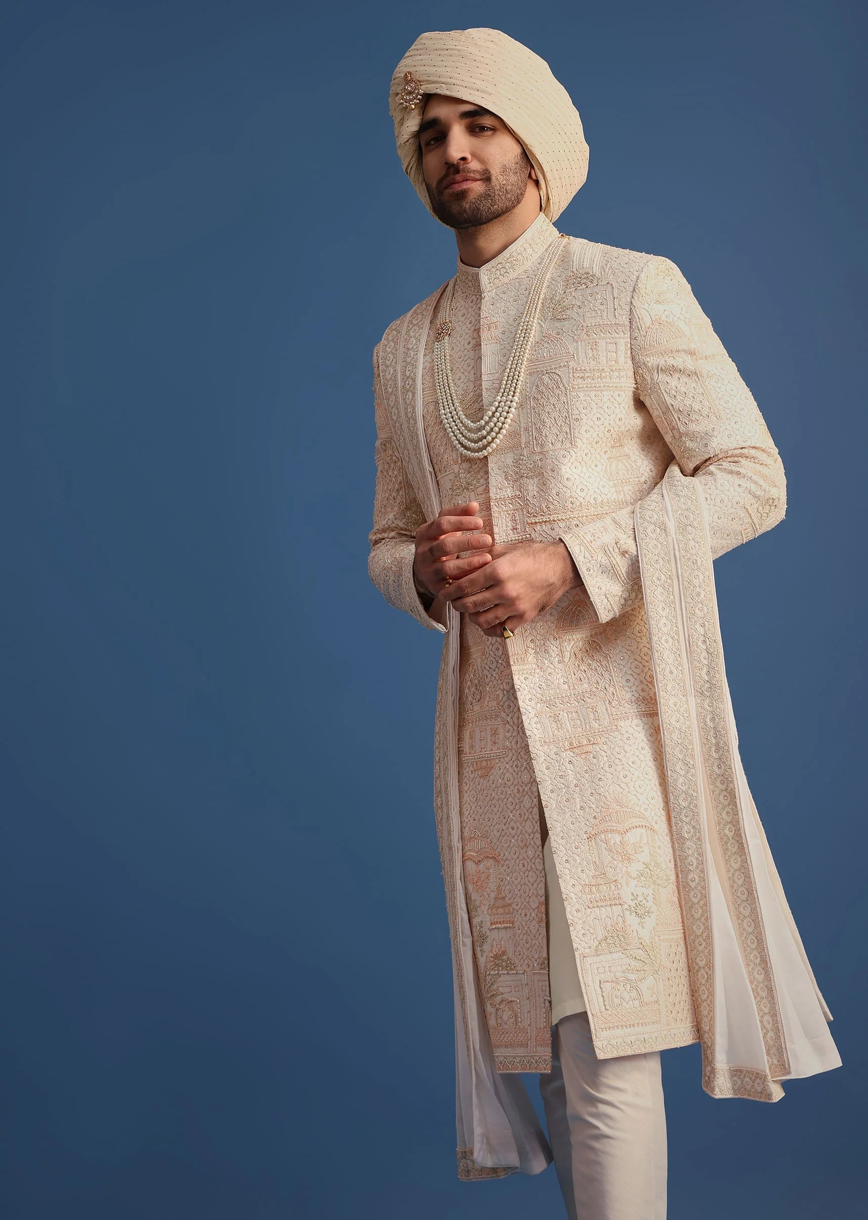 Pink Hand Embroidered Sherwani Suit - Image 4
