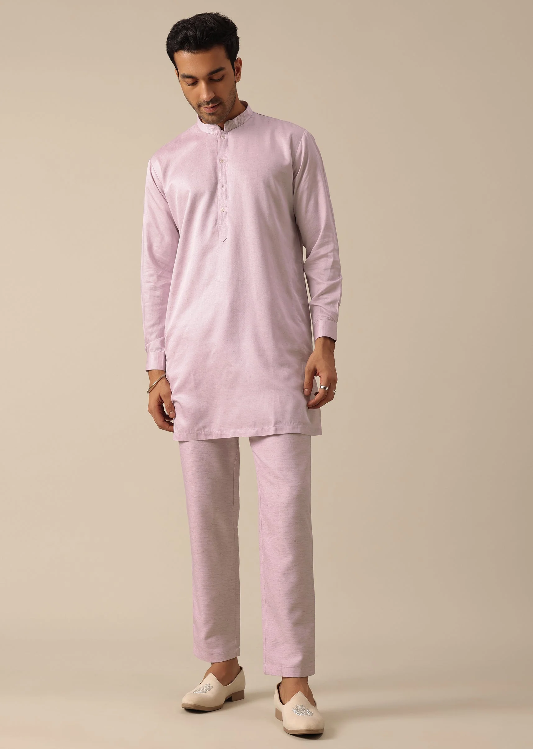 Pink Jacket And Kurta Set With Floral Motif Thread Work - Image 6