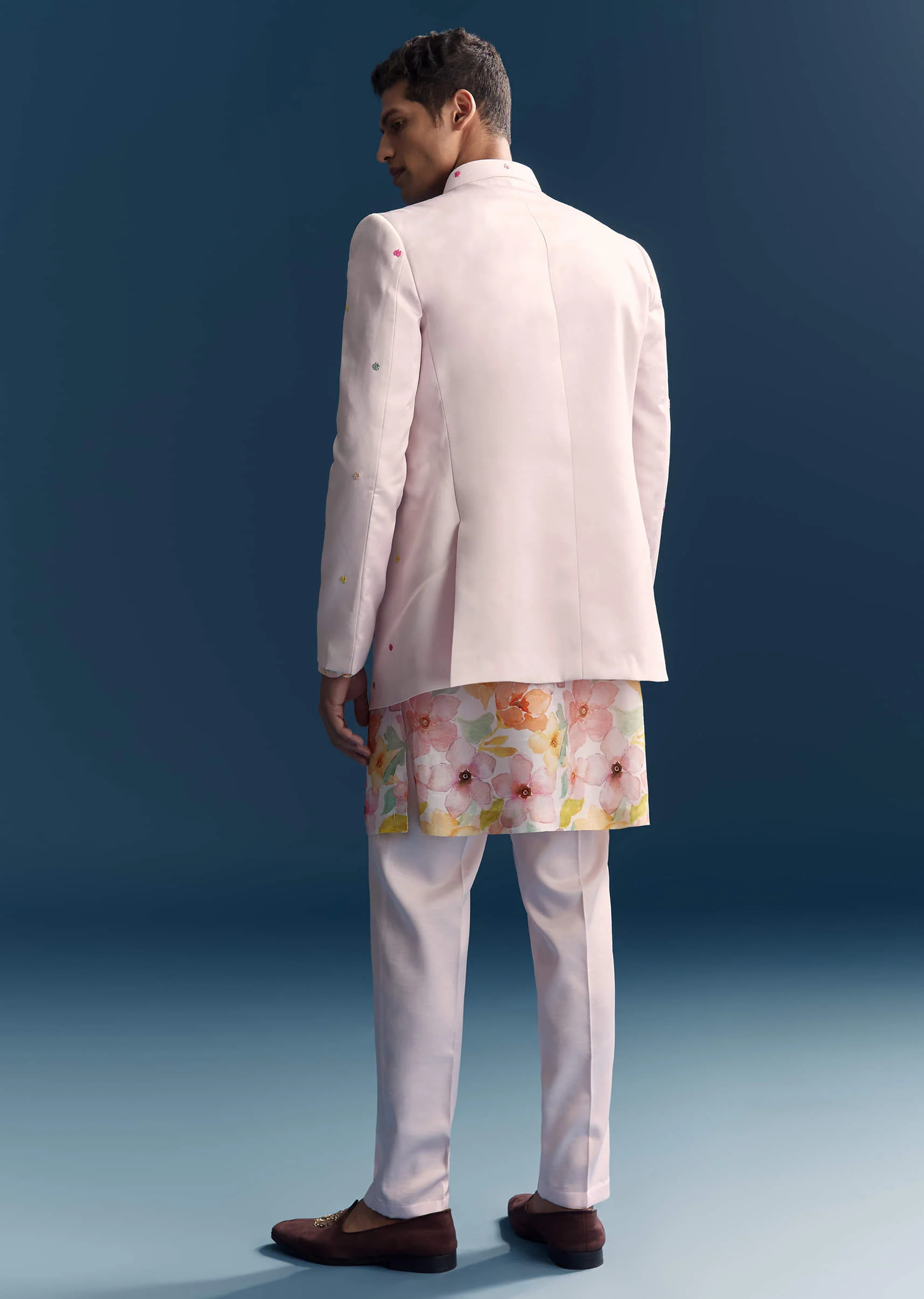 Pink Jodhpuri Suit For Men With Floral Print And Embroidery - Image 5